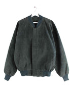 Vintage 90s Suede Leder Bomber Jacke Grün L (front image)