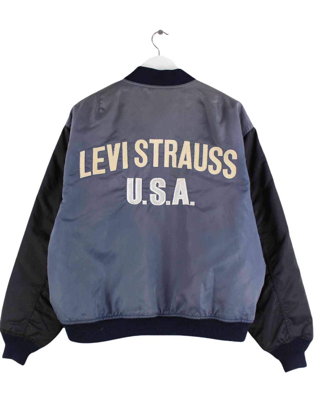 Levi's 80s Vintage Embroidered Bomber College Jacke Blau L (back image)