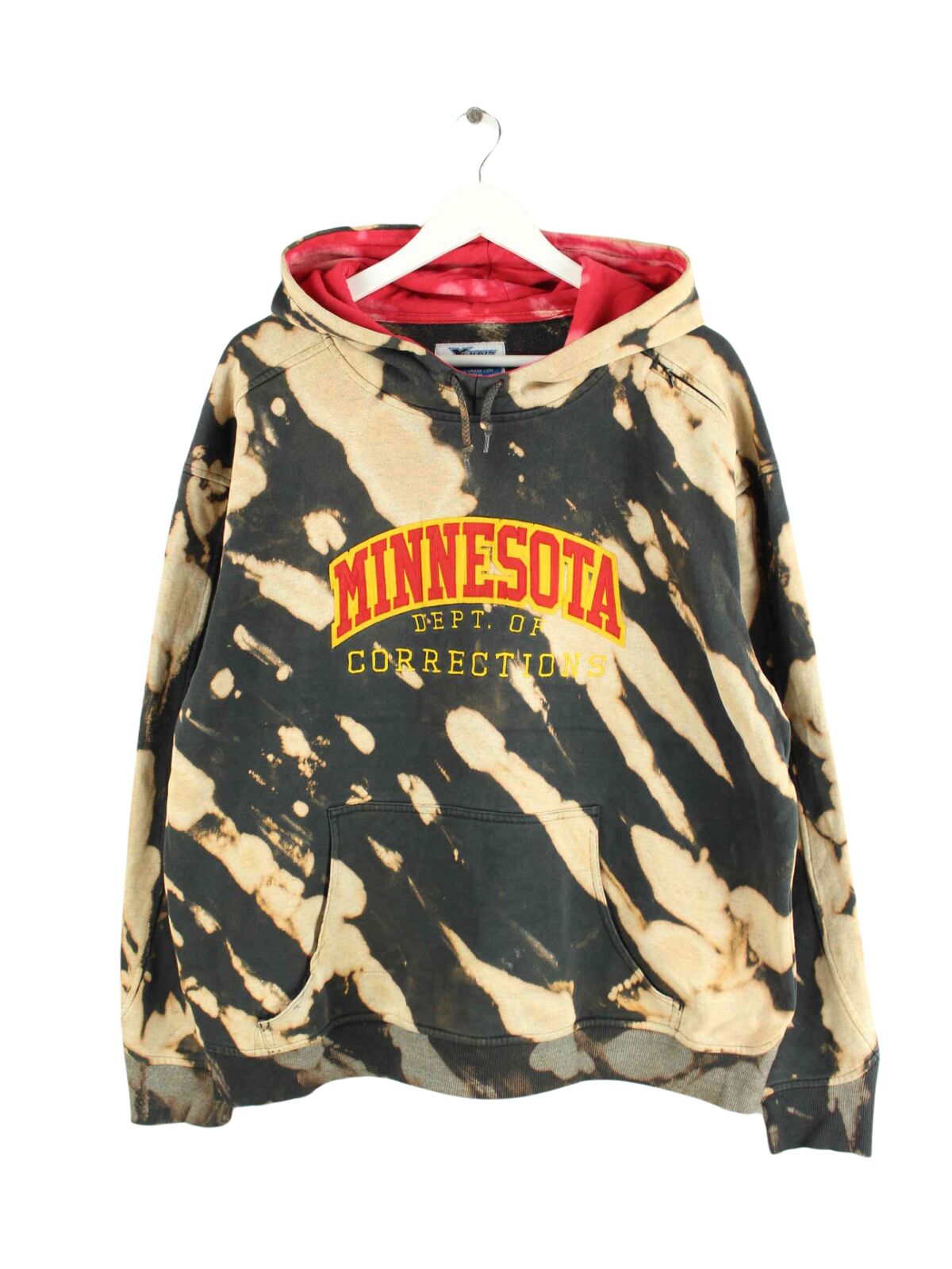 Vintage 90s Minnesota Embroidered Tie Dye Hoodie Grau XL (front image)