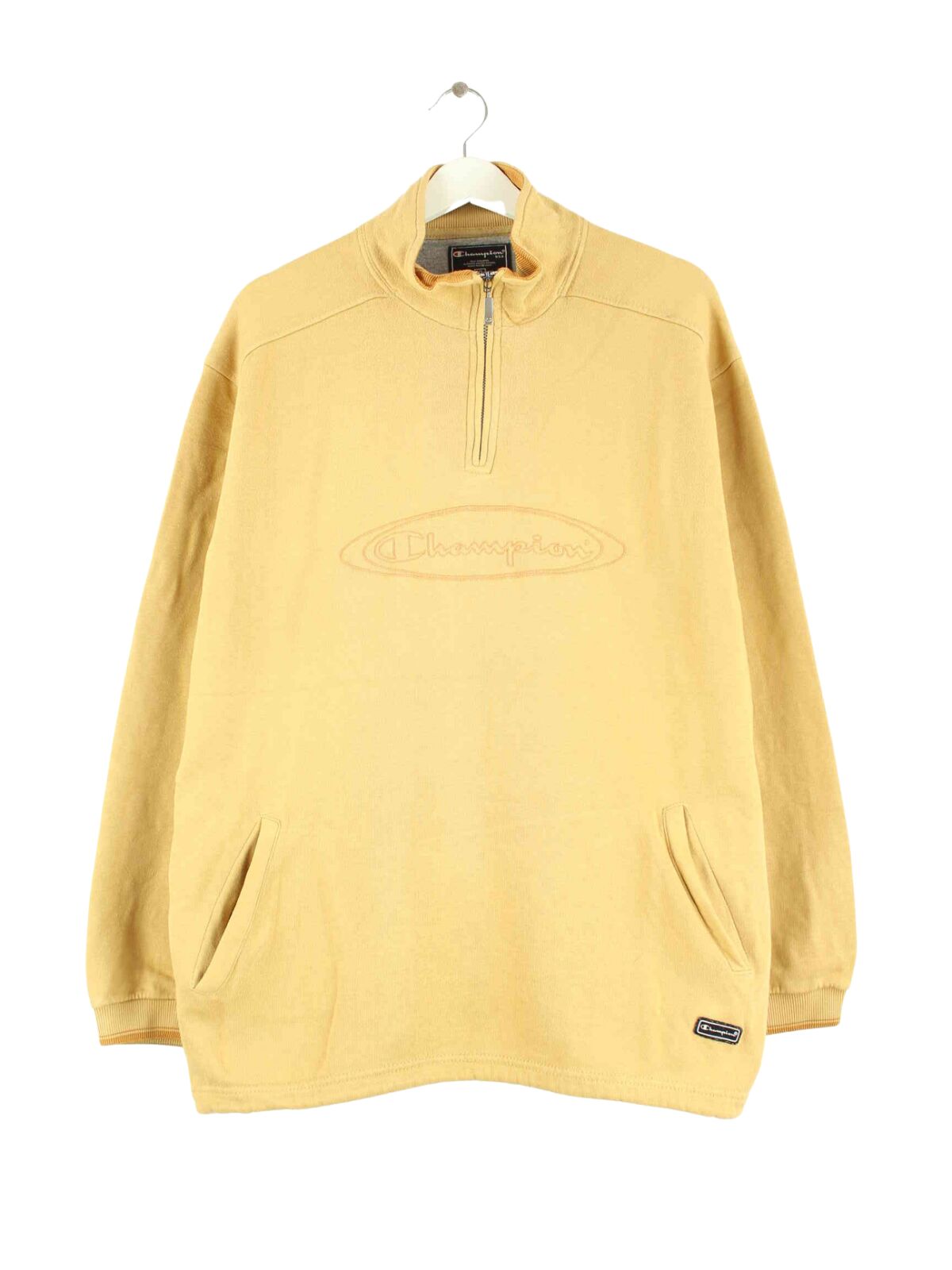 Champion Embroidered Half Zip Sweater Beige XL (front image)