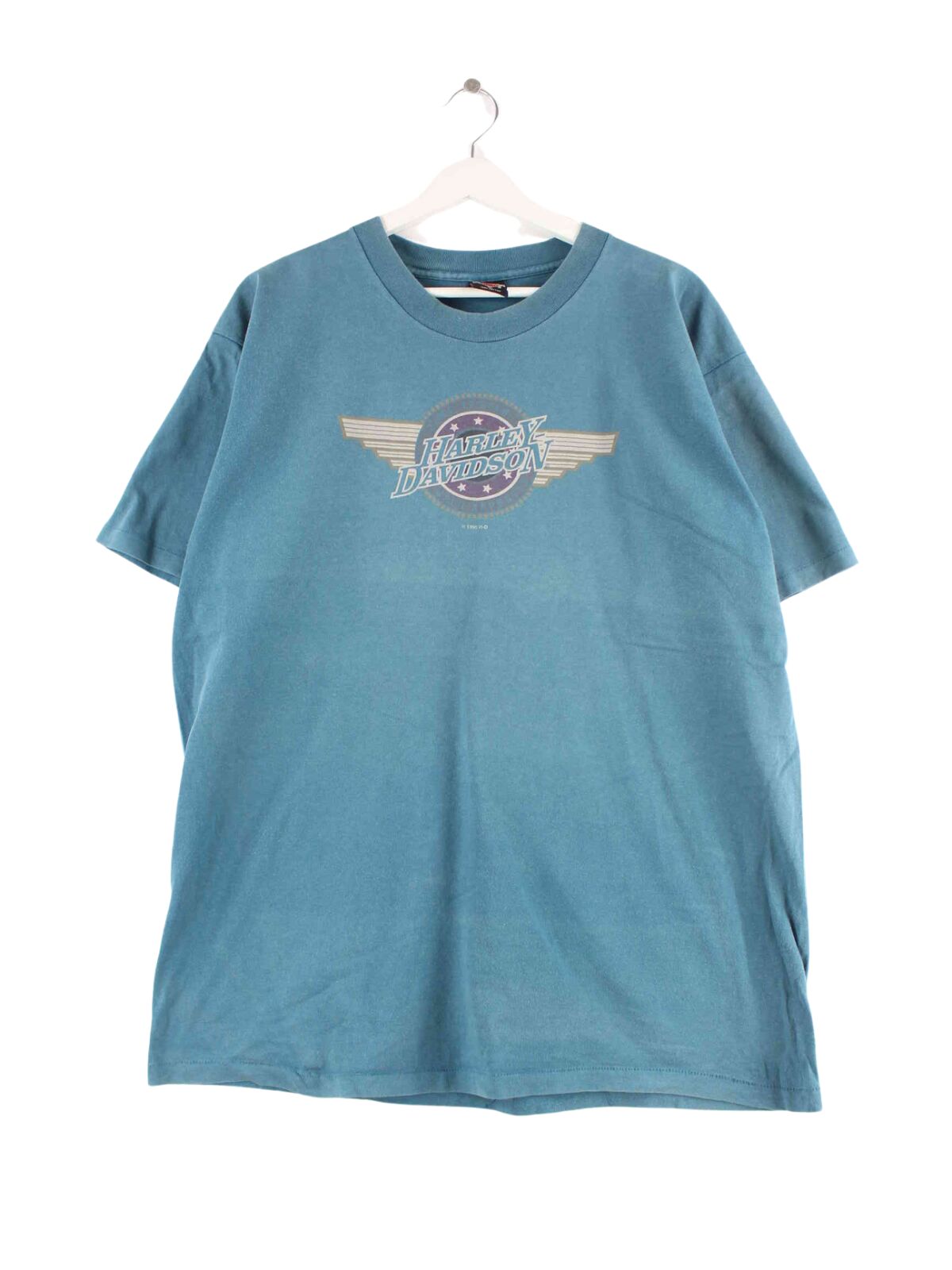 Harley Davidson 1995 Vintage Faded Print Single Stitched T-Shirt Blau XL (front image)