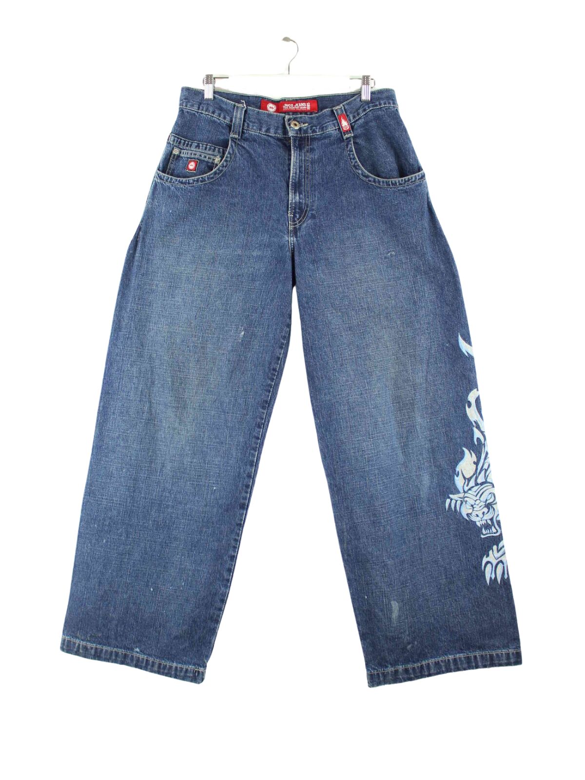 JNCO y2k Carpenter Dragon Embroidered Jeans Blau W34 L32 (front image)