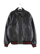 Skipper 90s Vintage Leder College Jacke Schwarz XXL (front image)