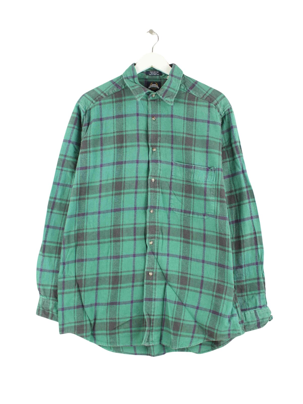 Lee 80s Vintage Flanell Single Stitch Hemd Grün L (front image)