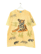 Vintage 90s Wild Life Motive Single Stitch T-Shirt Gelb XL (front image)