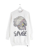 Vintage Oversized Savage Print Sweater Weiß L (front image)