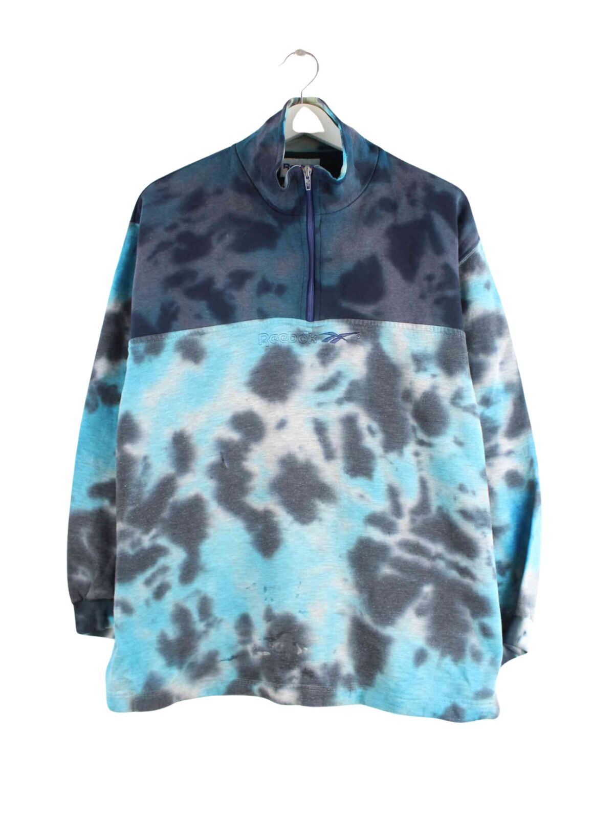 Reebok 90s Vintage Tie Dye Half Zip Sweater Blau M (front image)