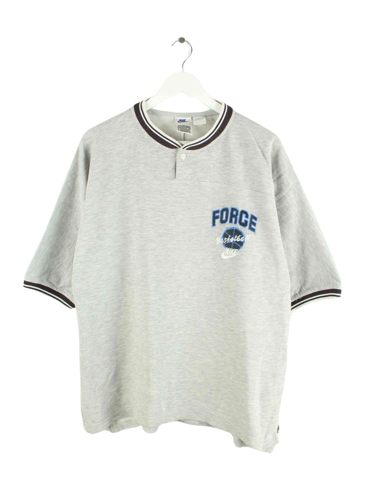 Nike Force 90s Vintage Basketball Embroidered T-Shirt Grau XL (front image)