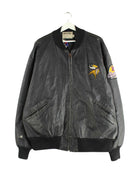 DeLONG 90s Vintage Minnesota Vikings Embroidered Leder Jacke Schwarz XL (front image)