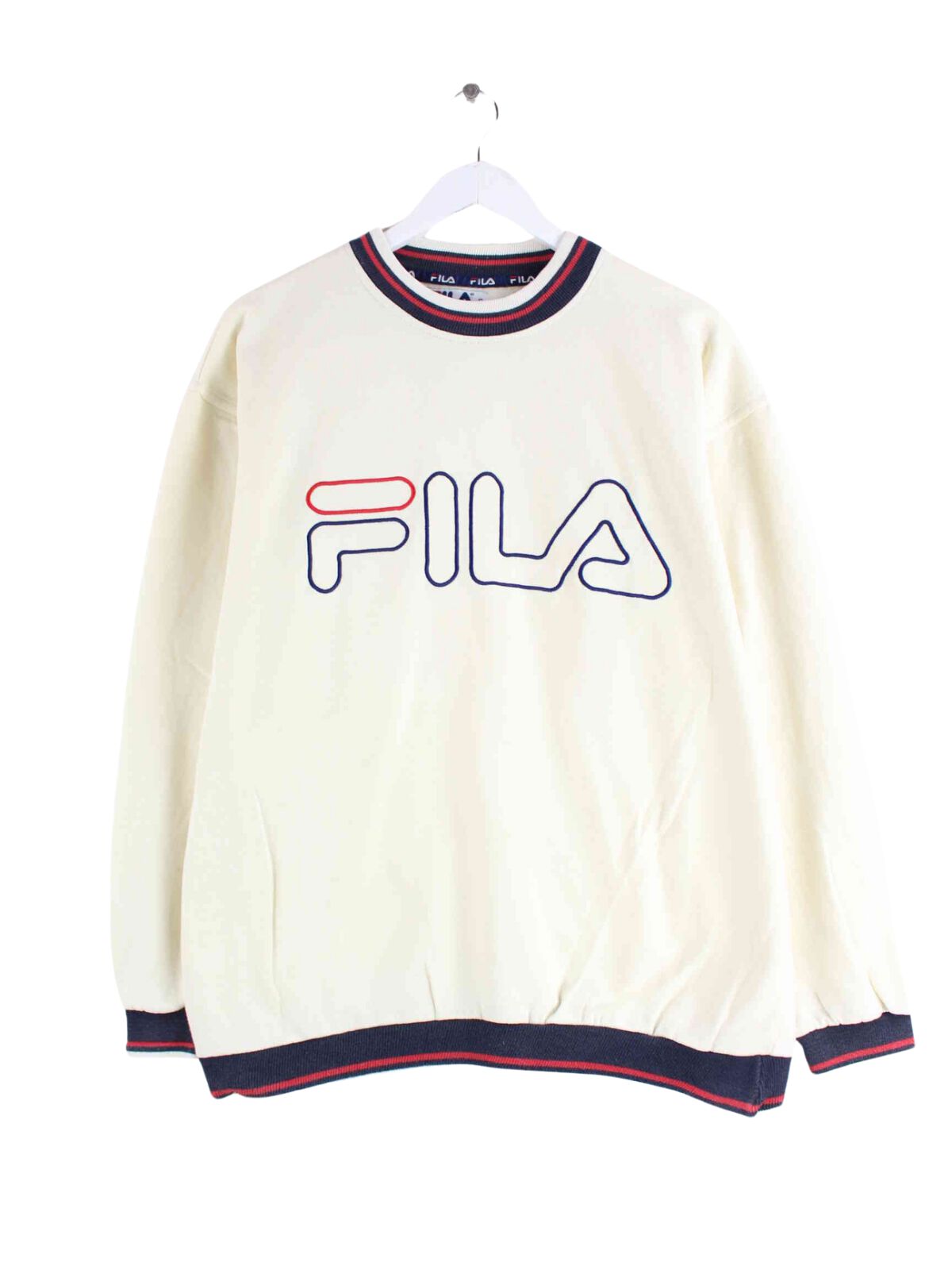 Fila 90s Vintage Embroidered Sweater Beige L (front image)