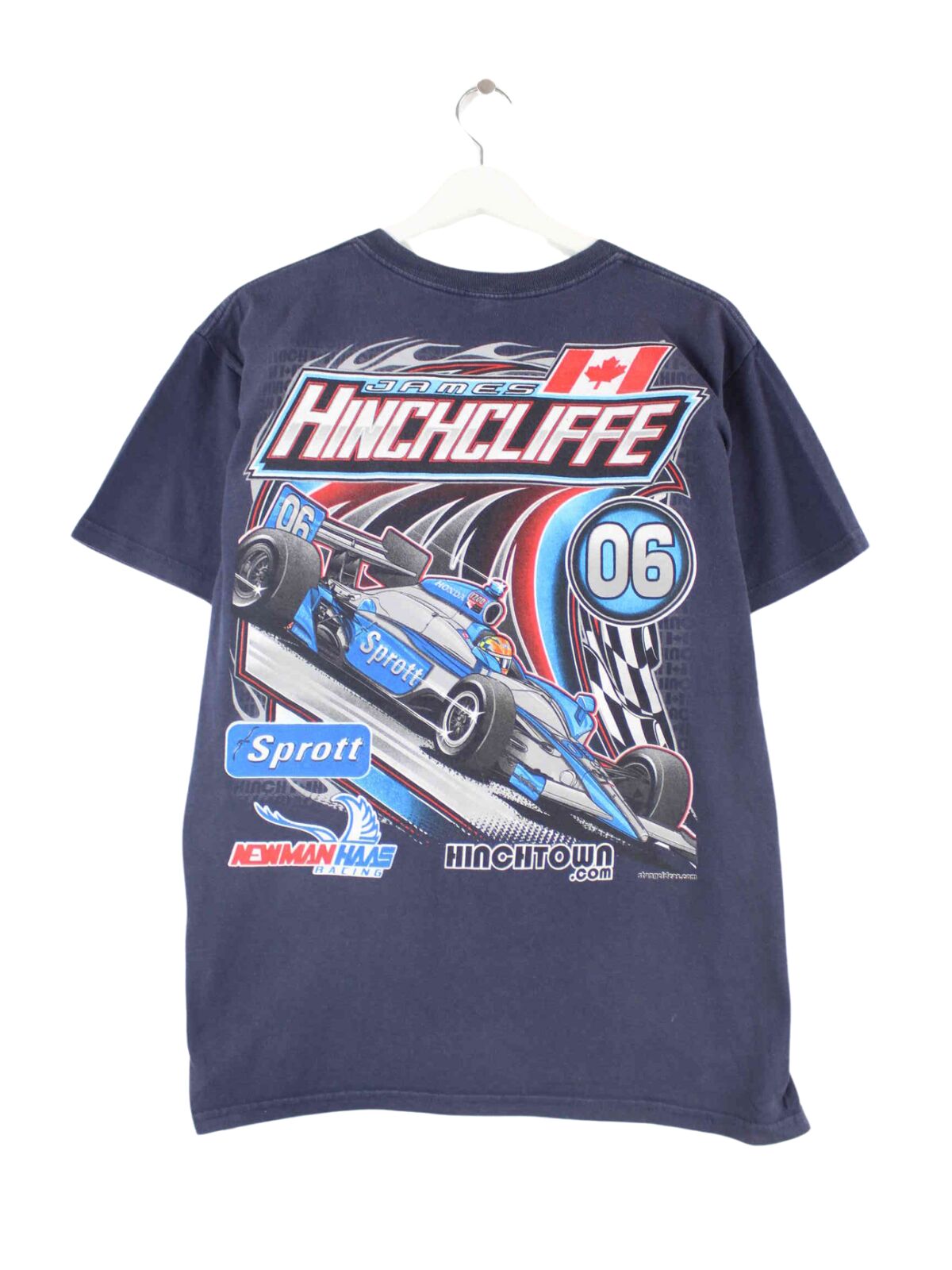 Anvil 00s James Hinchcliff Racing Print T-Shirt Blau M (back image)