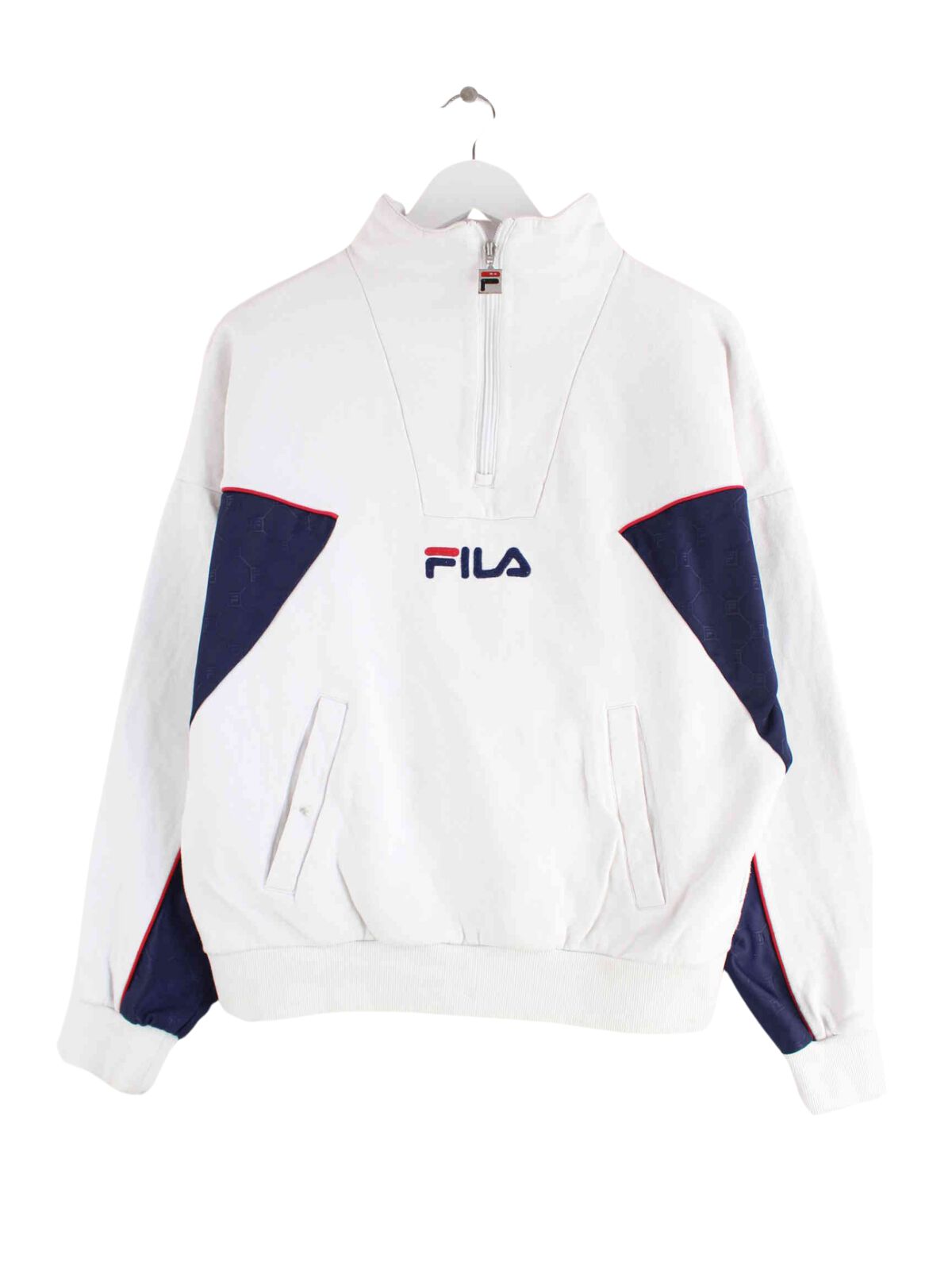 Fila 90s Vintage Half Zip Sweater Weiß M (front image)