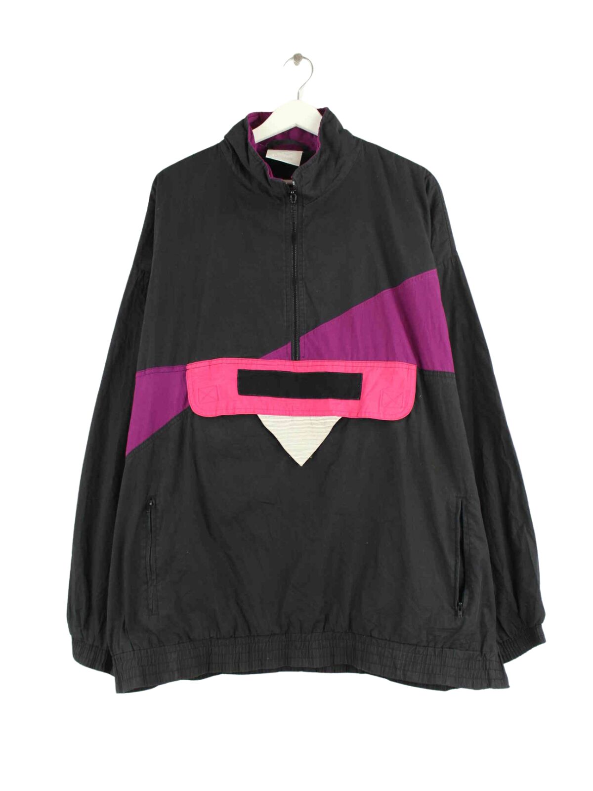 Adidas 80s Vintage Windbreaker Jacke Schwarz XXL (front image)