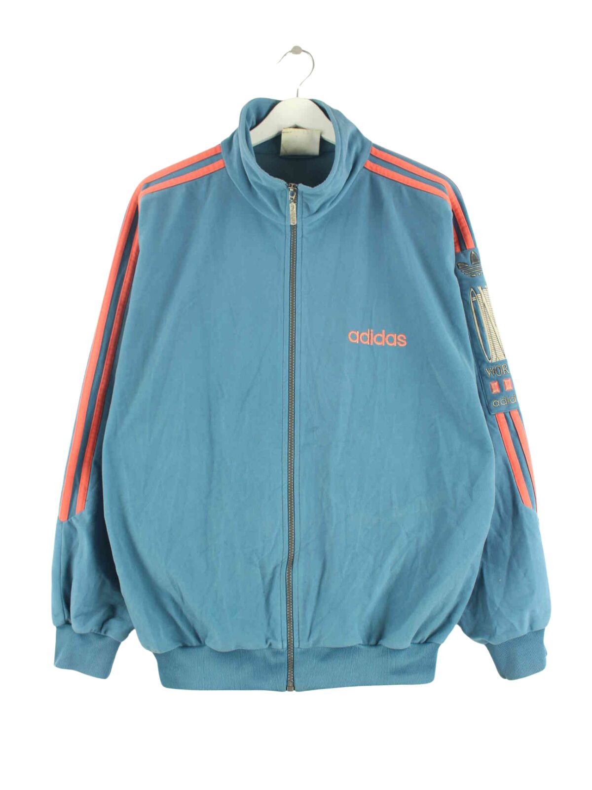 Adidas 80s Vintage One World Velours Trainingsjacke Blau M (front image)