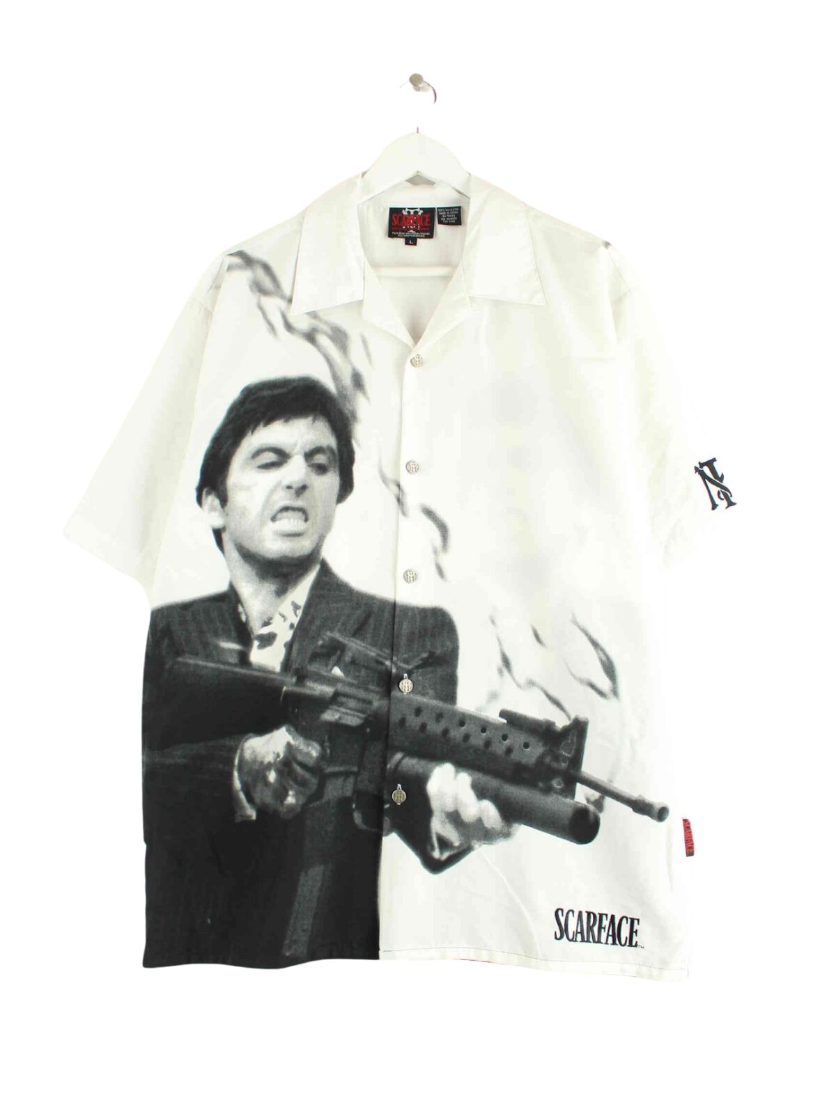 Vintage y2k Scarface Print Hemd Weiß L (front image)