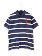 Ralph Lauren 90s Vintage Striped Embroidered Polo Blau L (front image)