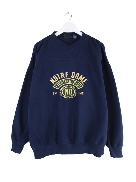 Crable Sportswear 90s Vintage Notre Dame Fighting Irish Sweater Blau XL