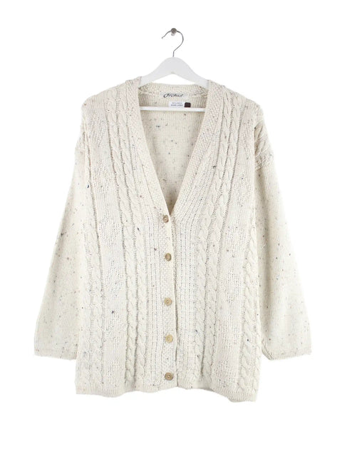 Vintage Damen 90s Strickjacke Beige L