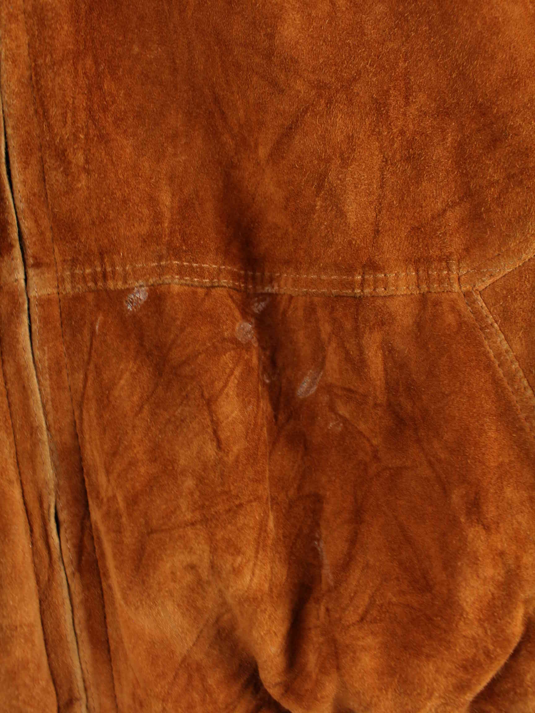 Christ 90s Vintage Suede Bomber Leder Jacke Braun L (detail image 2)