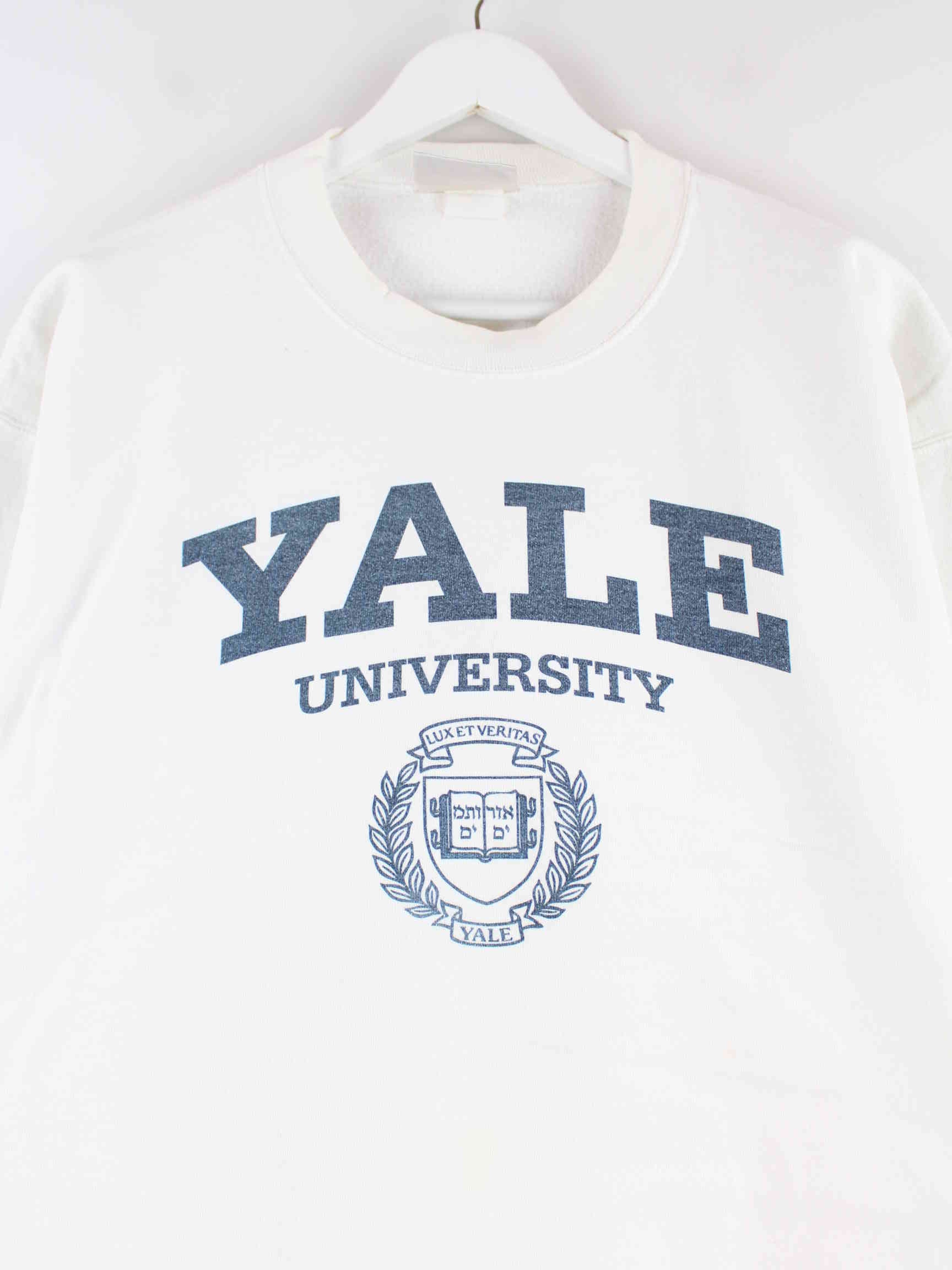 Hanes 90s Vintage YALE University Print Sweater Weiß M (detail image 1)