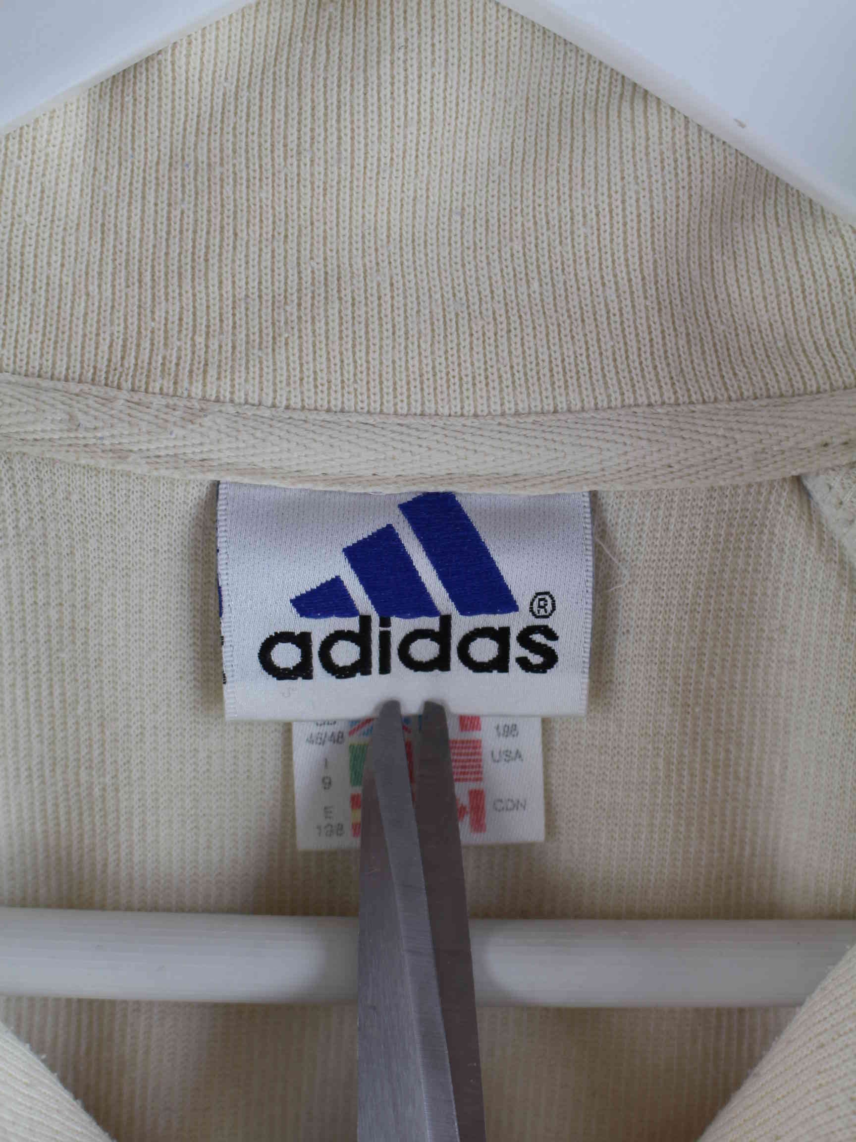 Adidas 90s Vintage Embroidered Half Zip Sweater Beige XXL (detail image 2)