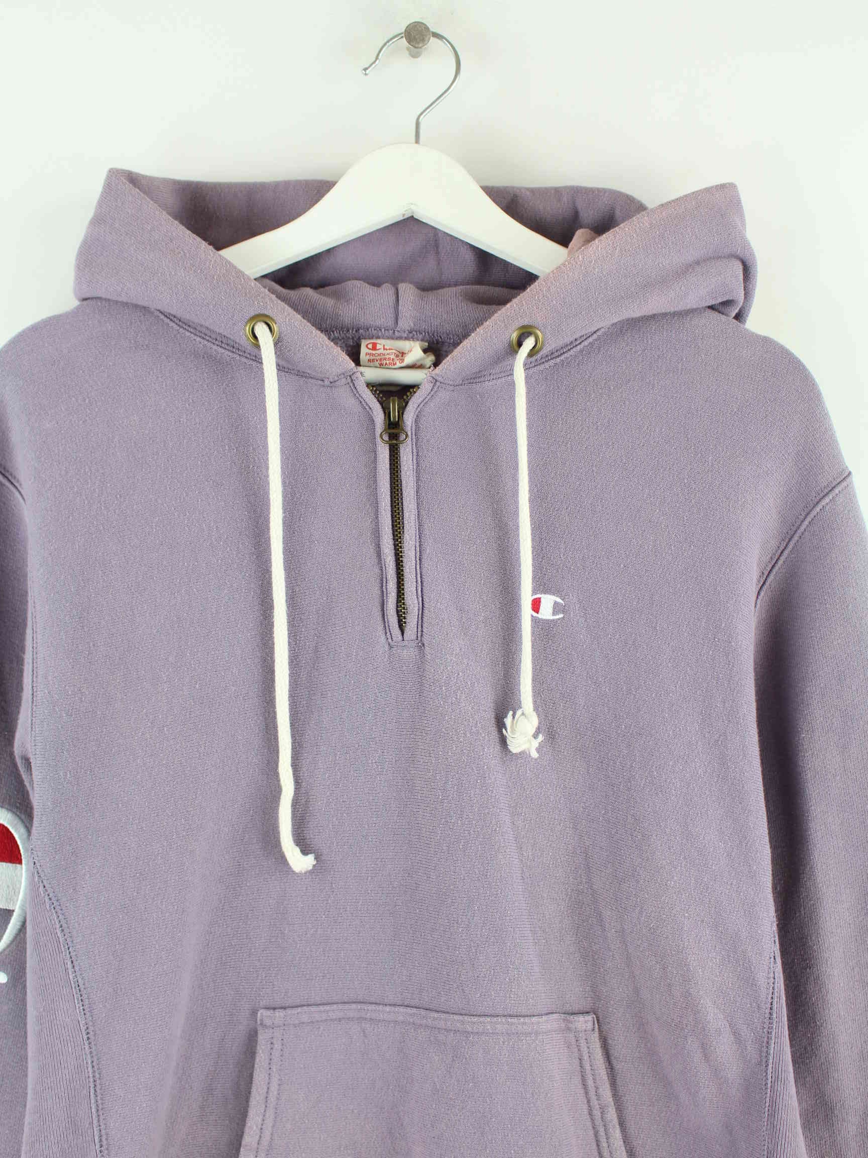 Champion 00s Reverse Weave Half Zip Hoodie Lila L (detail image 1)