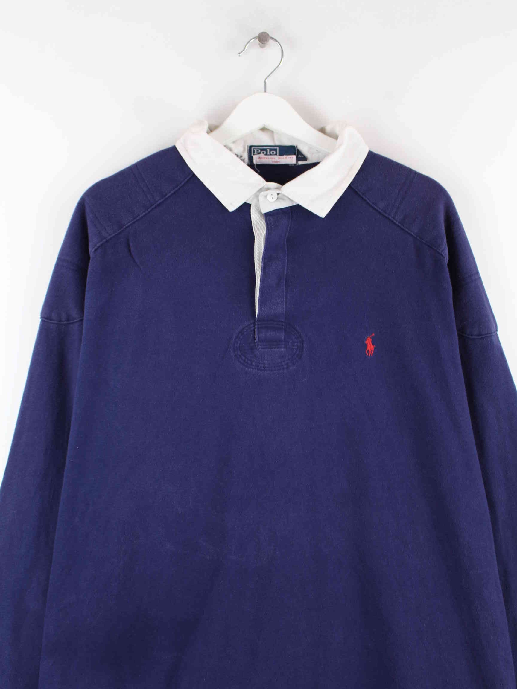 Ralph Lauren 90s Vintage Langarm Polo Blau XL (detail image 1)