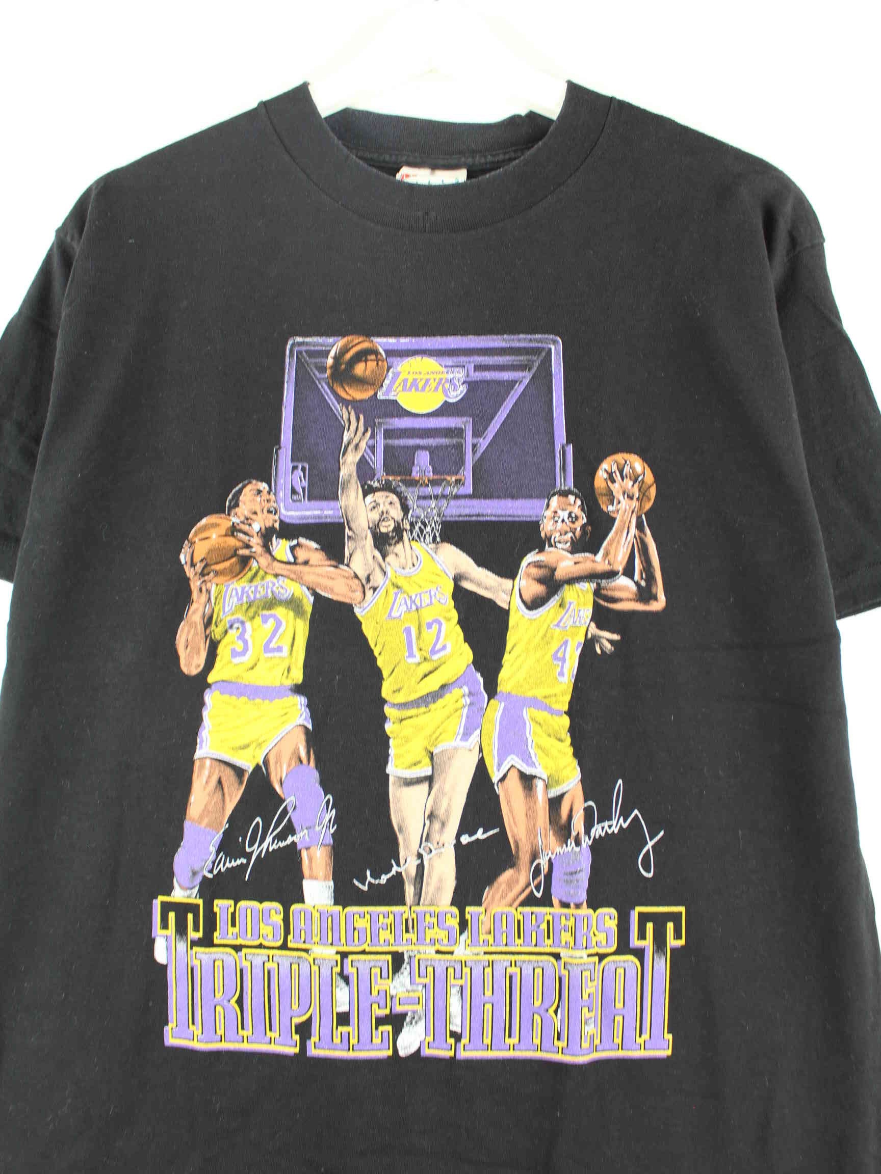 Nutmeg 90s Vintage NBA Lakers Print T-Shirt Schwarz XL (detail image 1)