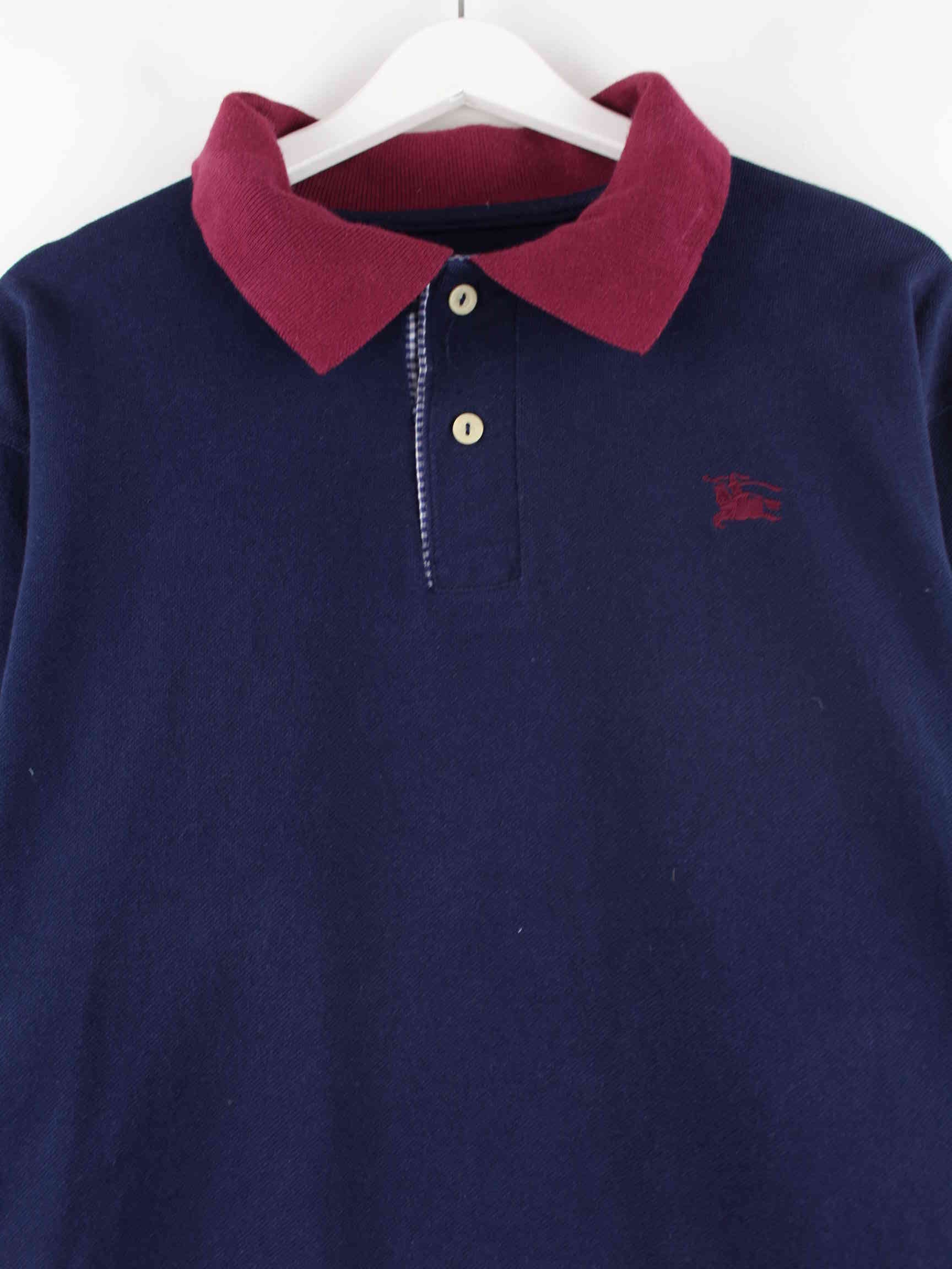 Burberry 90s Vintage Langarm Polo Blau L (detail image 1)