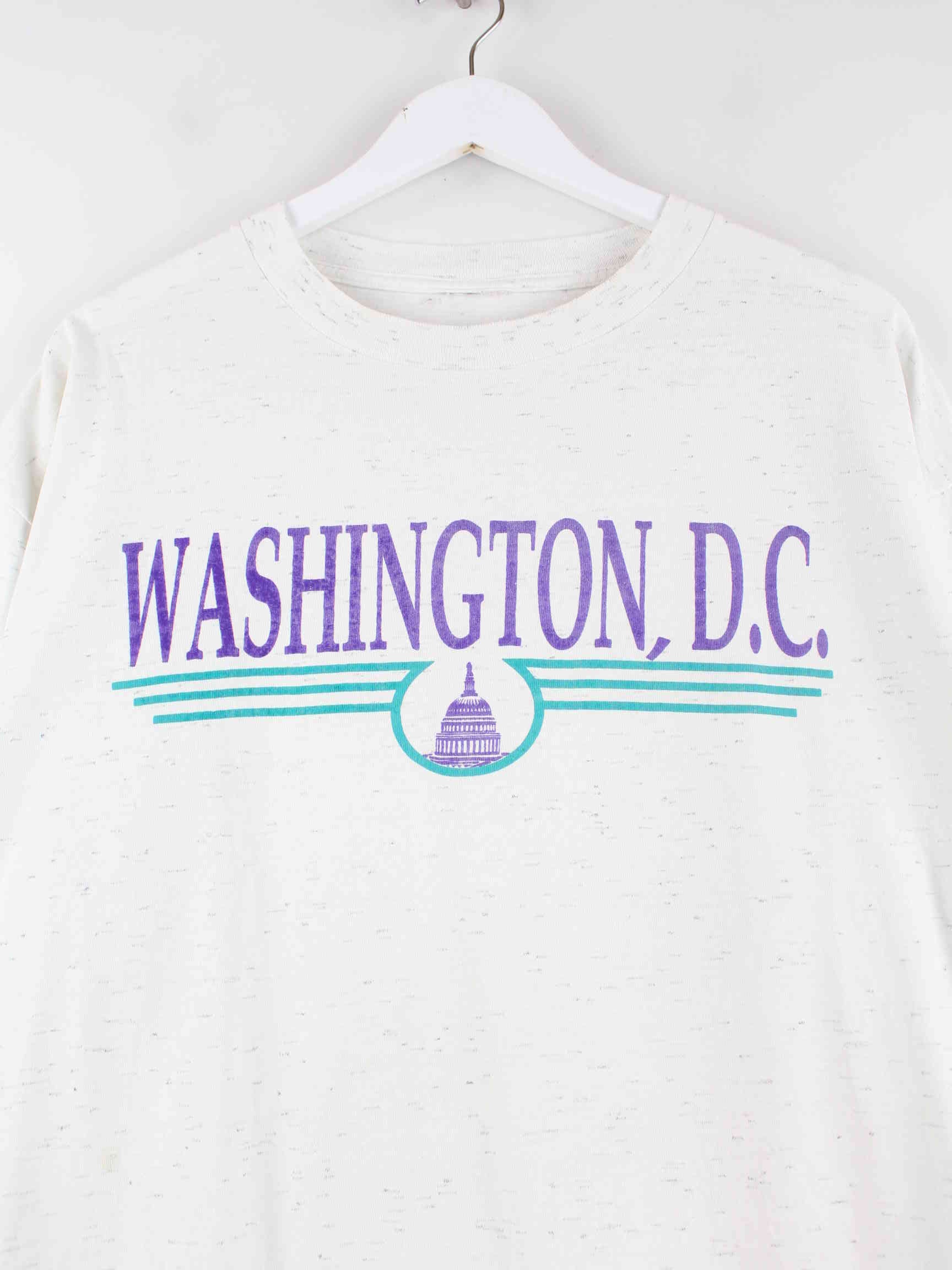 Vintage 90s Washington D.C. Print Single Stitch T-Shirt Beige L (detail image 1)