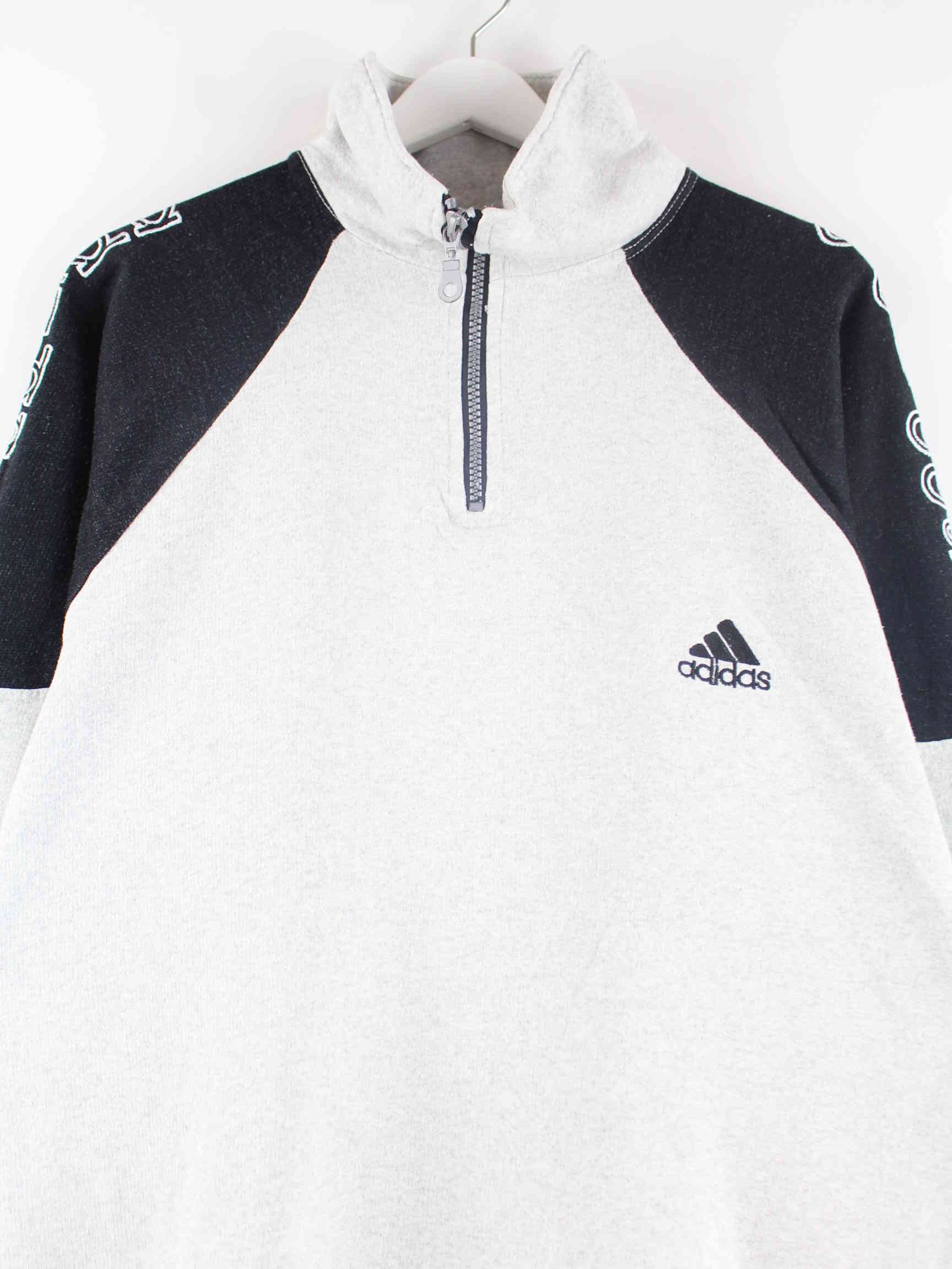 Adidas 80s Vintage Embroidered Half Zip Sweater Grau M (detail image 1)