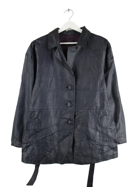 Vintage Damen Leder Jacke Schwarz L