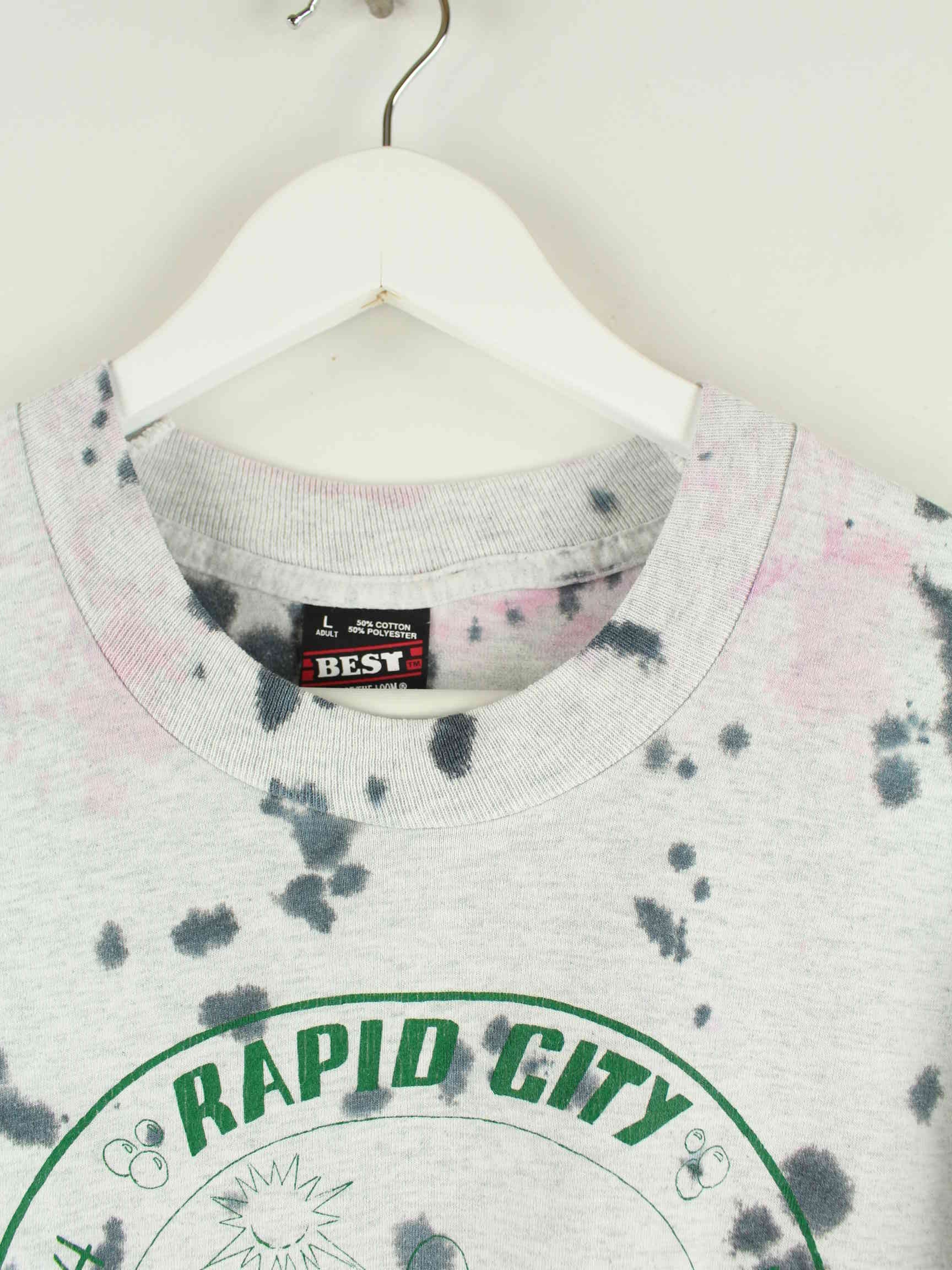 Fruit of the Loom 90s Vintage Rapid City Print Single Stitch T-Shirt Grau L (detail image 5)