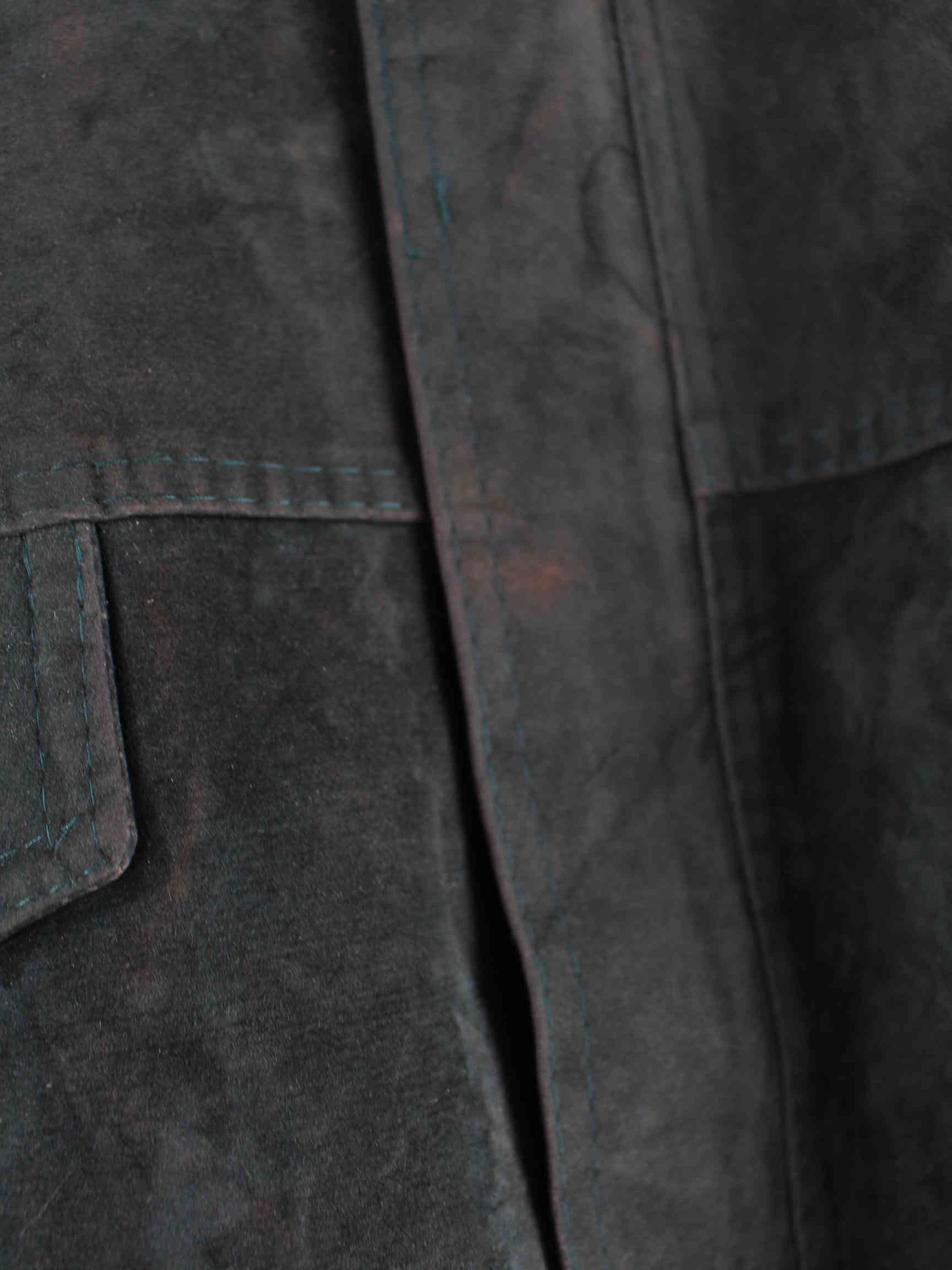 Vintage 90s Leder Suede Bomber Jacke Grün XL (detail image 3)