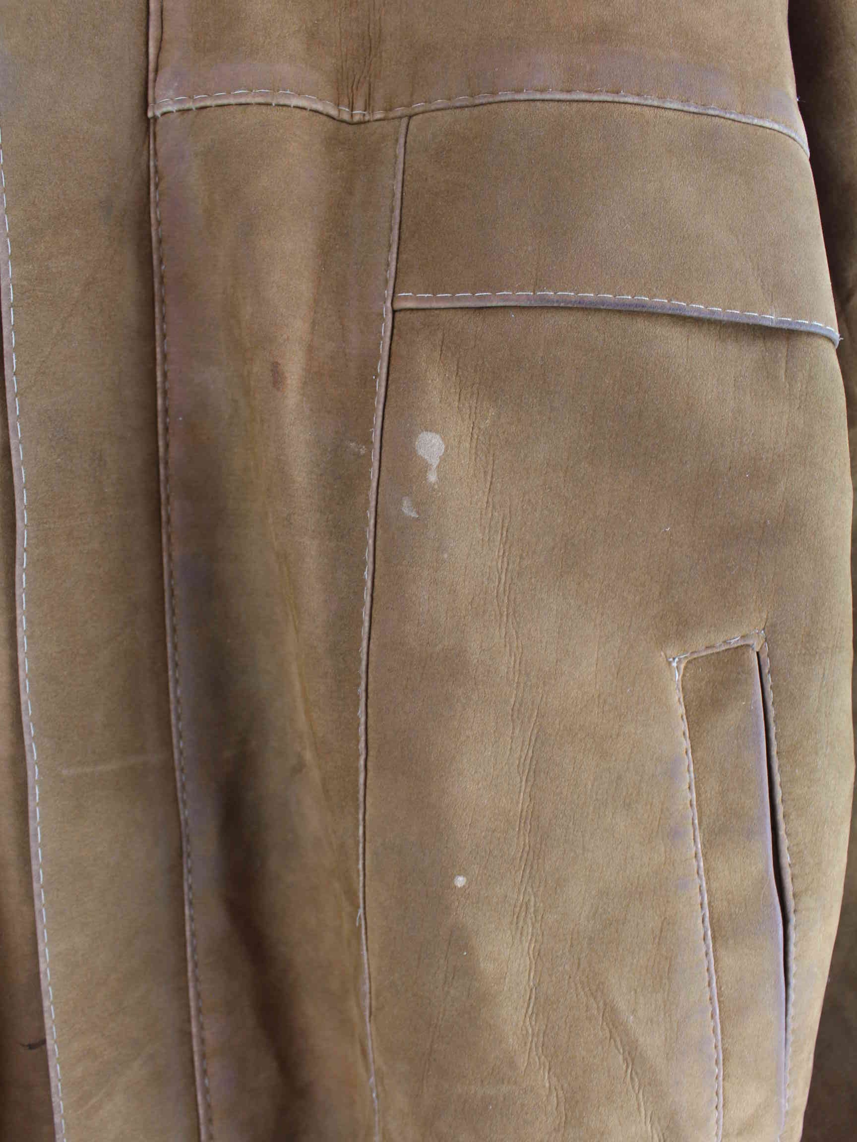 Vintage 90s Leder Suede Bomber Jacke Braun XL (detail image 2)