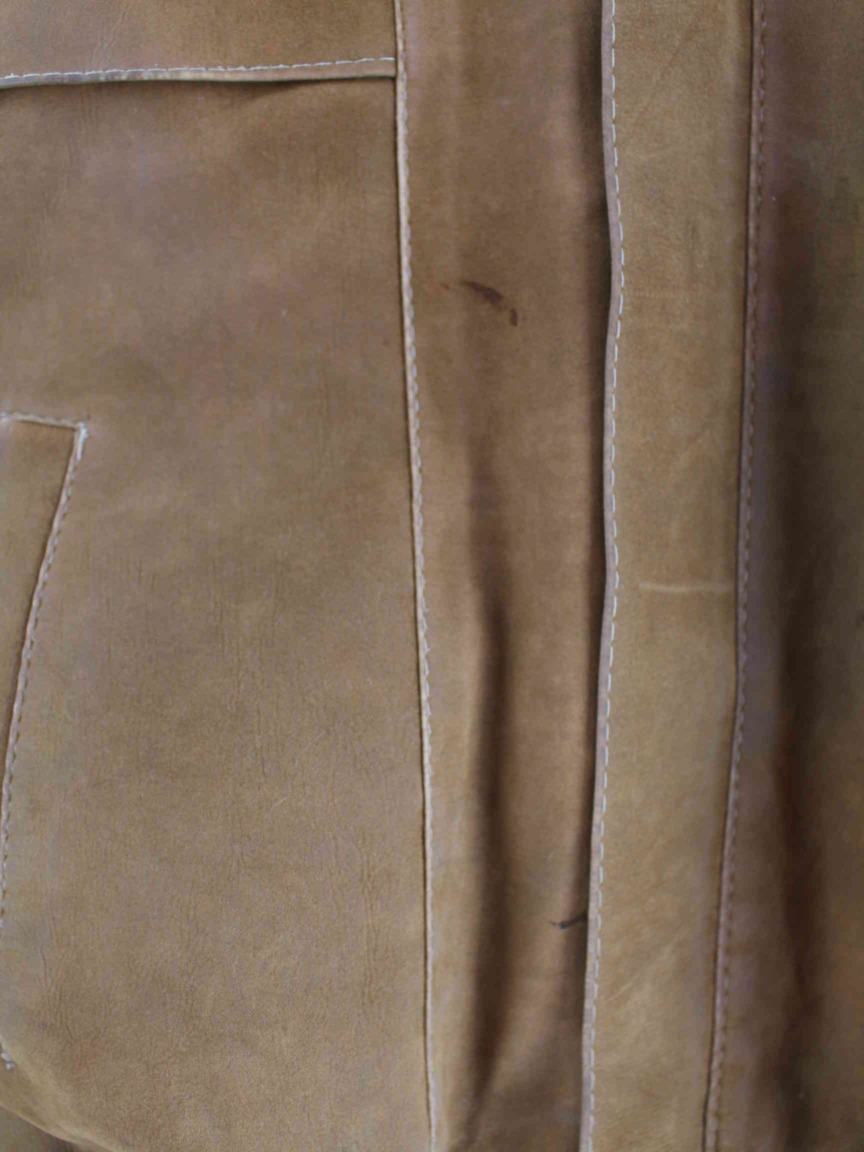 Vintage 90s Leder Suede Bomber Jacke Braun XL (detail image 3)