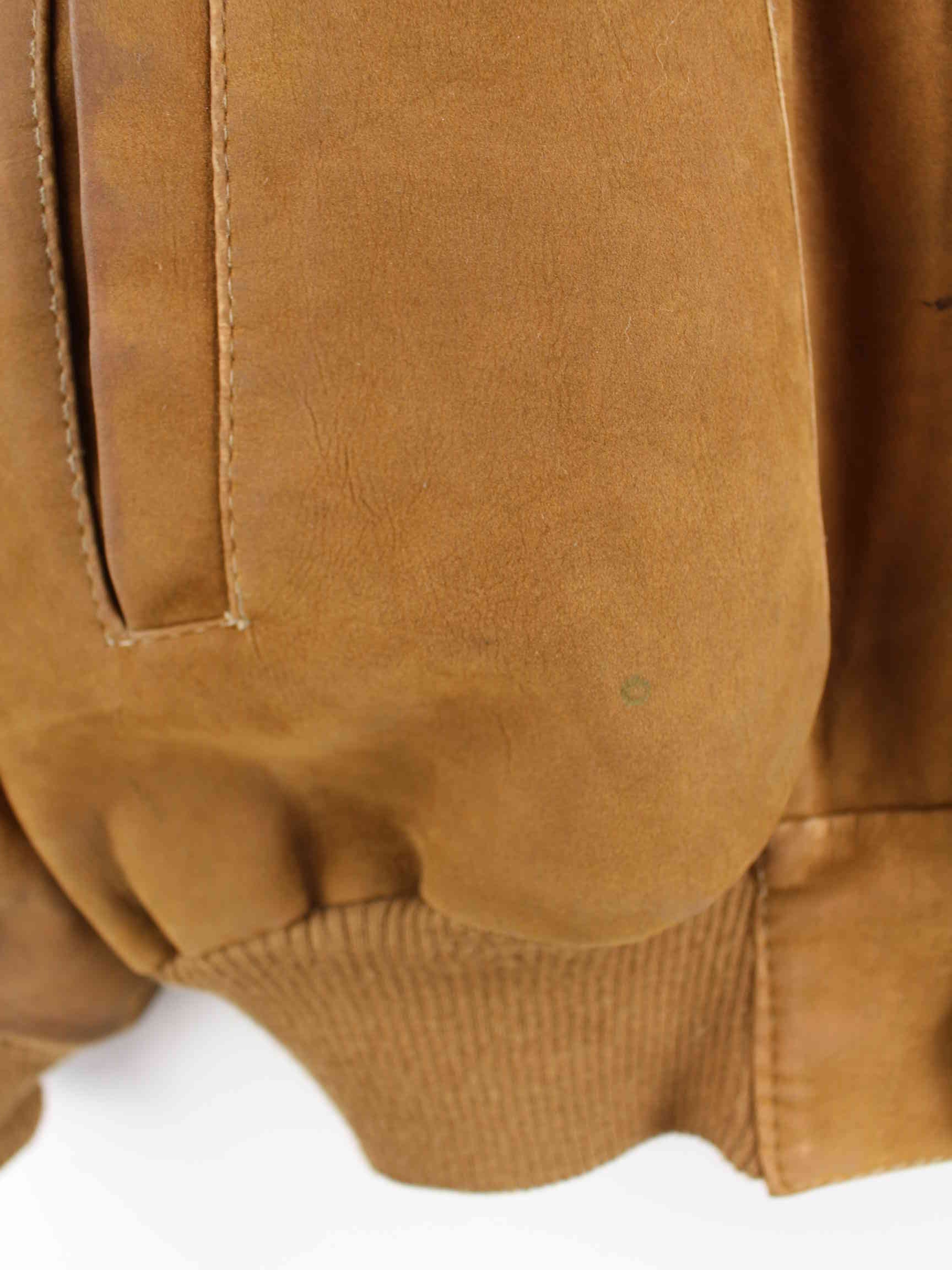 Vintage 90s Leder Suede Bomber Jacke Braun XL (detail image 4)