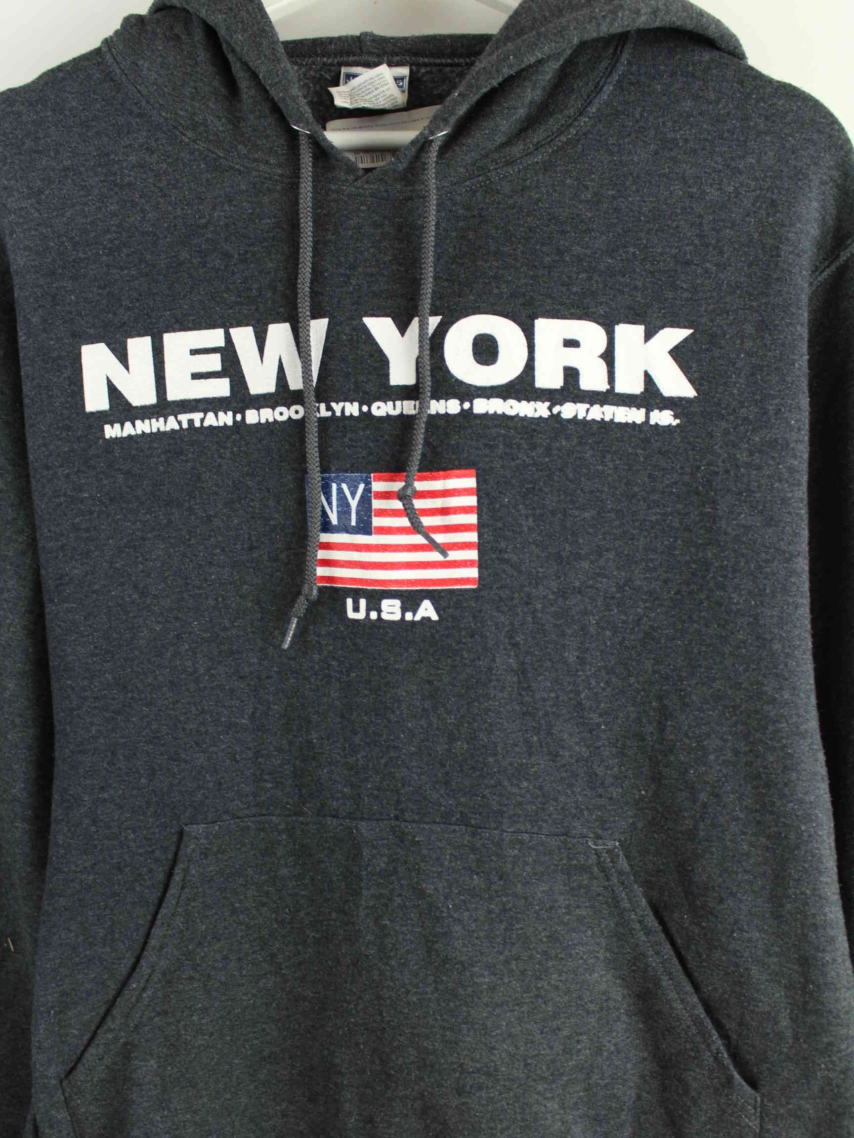 Jerzees New York Print Hoodie Grau S (detail image 1)