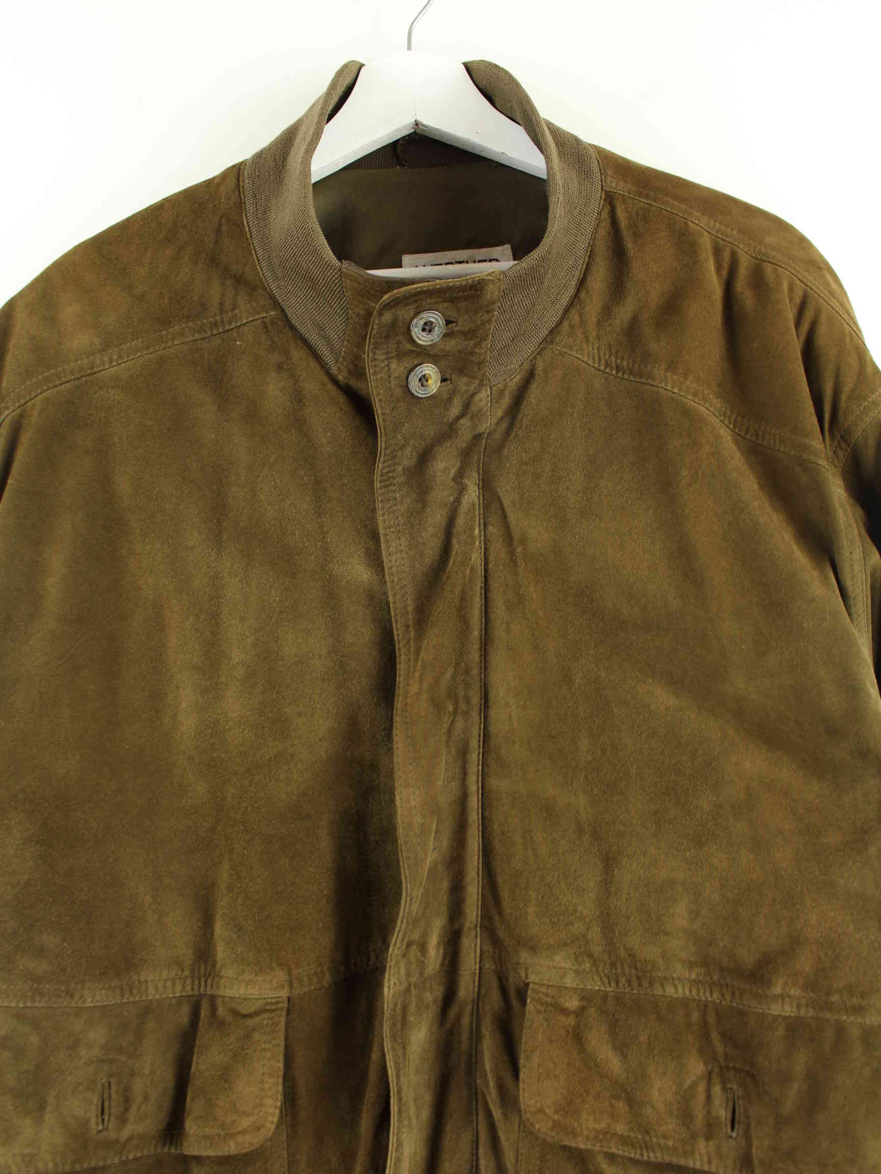 Vintage Suede Bomber Jacke Khaki L (detail image 1)