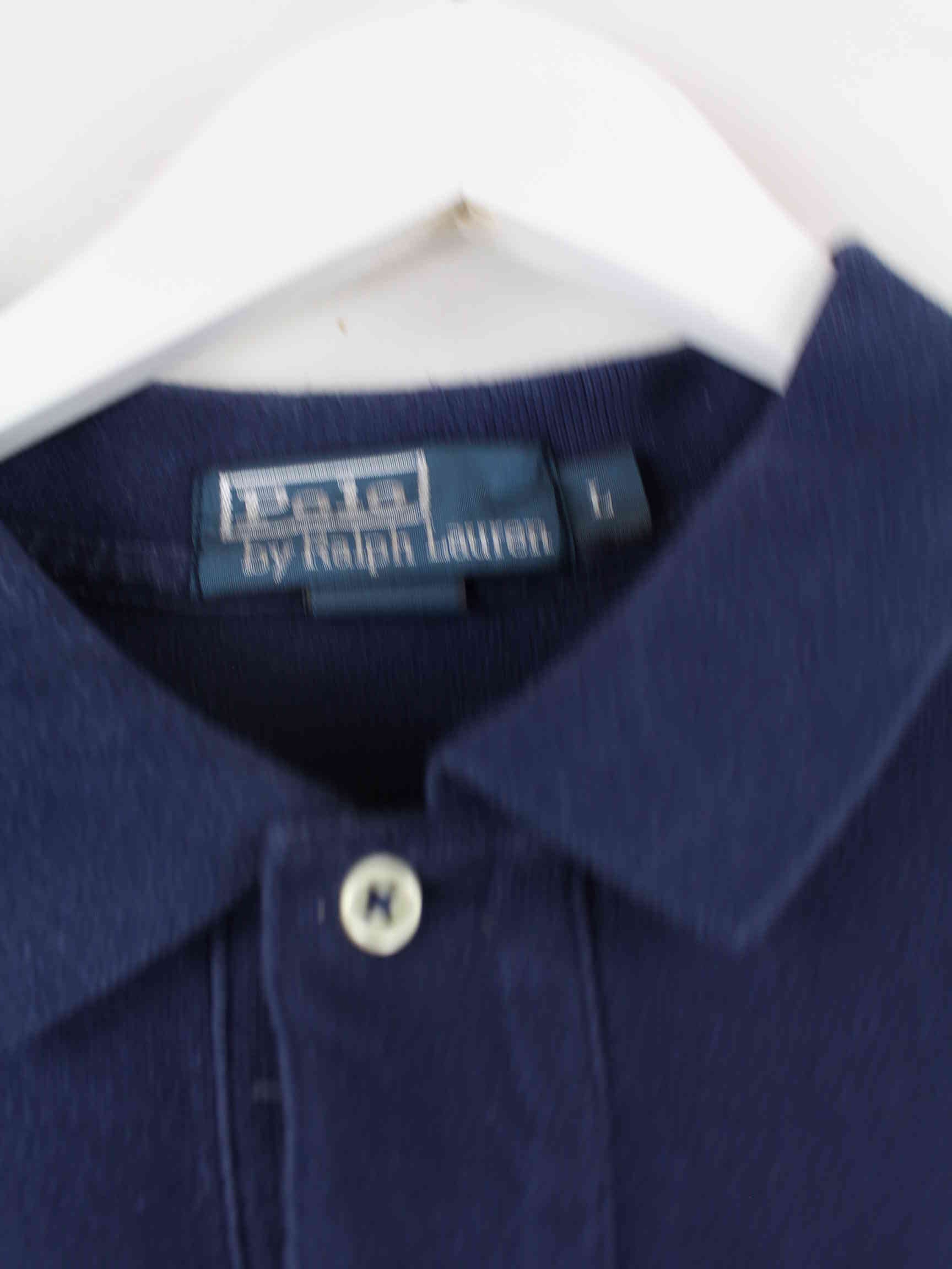 Ralph Lauren 90s Vintage Langarm Polo Blau XL (detail image 2)