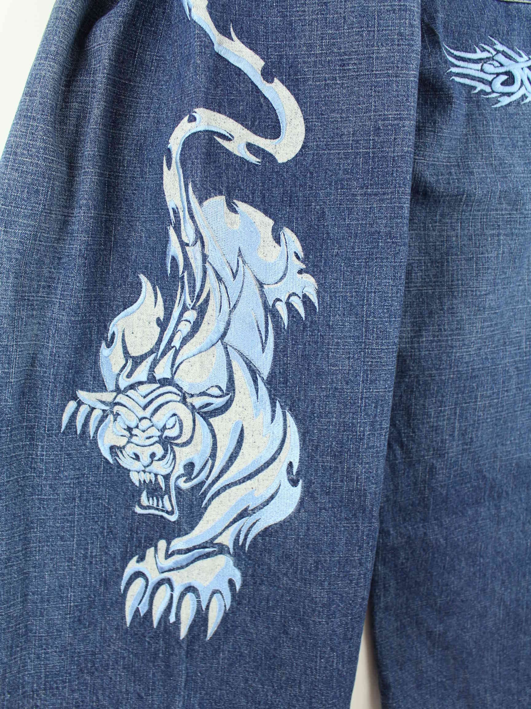 JNCO y2k Carpenter Dragon Embroidered Jeans Blau W34 L32 (detail image 13)