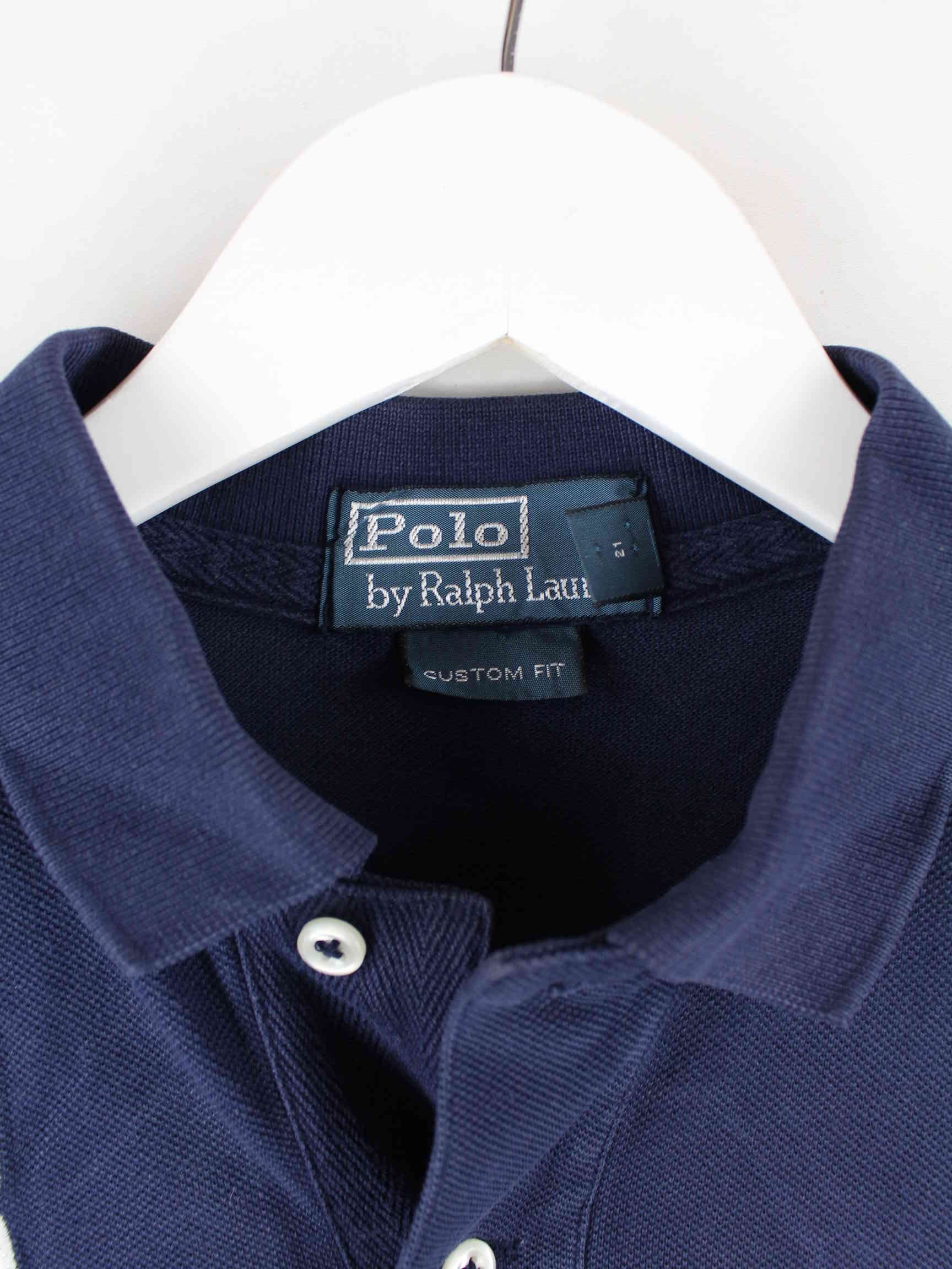 Ralph Lauren 90s Vintage Embroidered Polo Blau M (detail image 2)