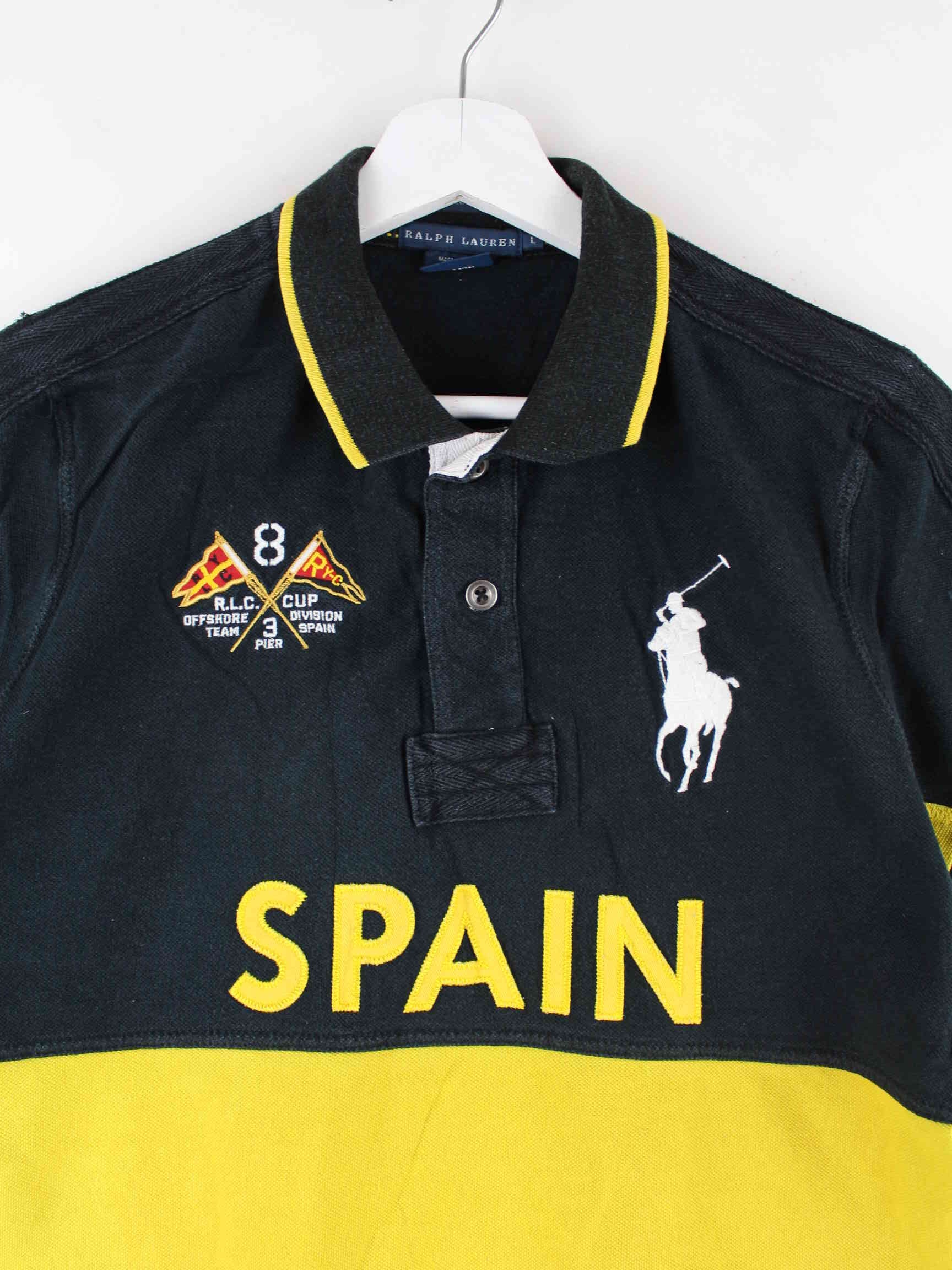 Ralph Lauren Damen 90s Vintage Spain Offshore Team Big Pony Polo Schwarz L (detail image 1)