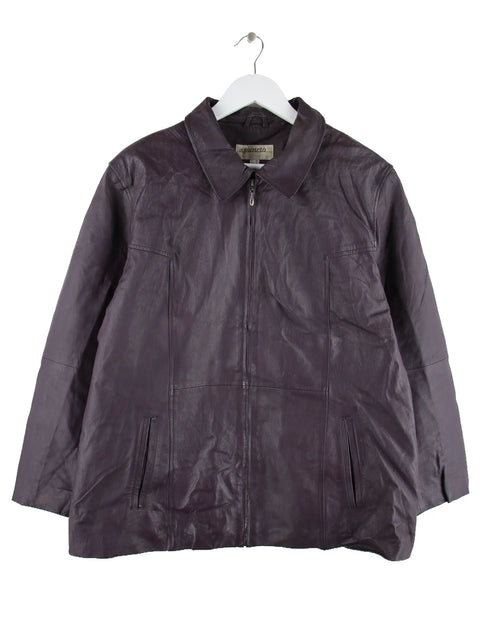 Vintage 90s Leder Mantel Lila XS