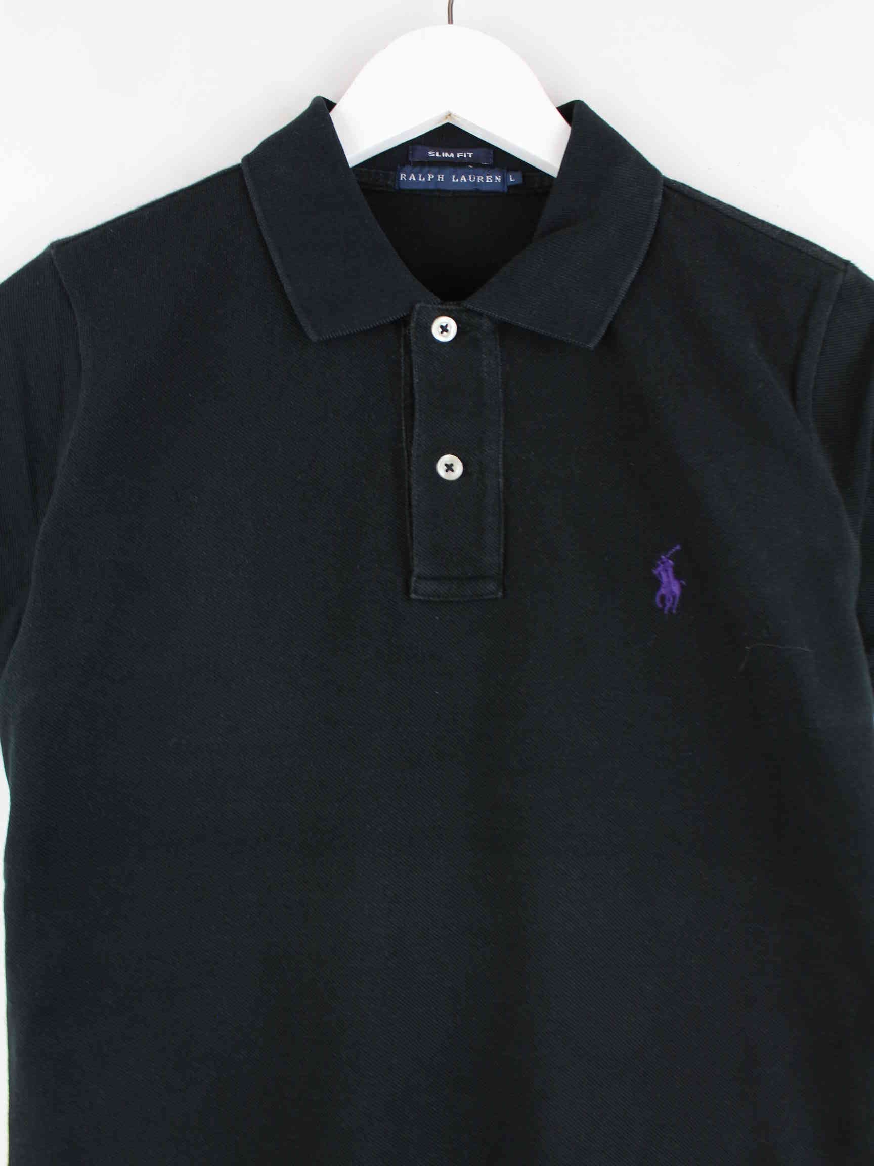 Ralph Lauren Damen 90s Vintage Slim Fit Basic Polo Schwarz M (detail image 1)