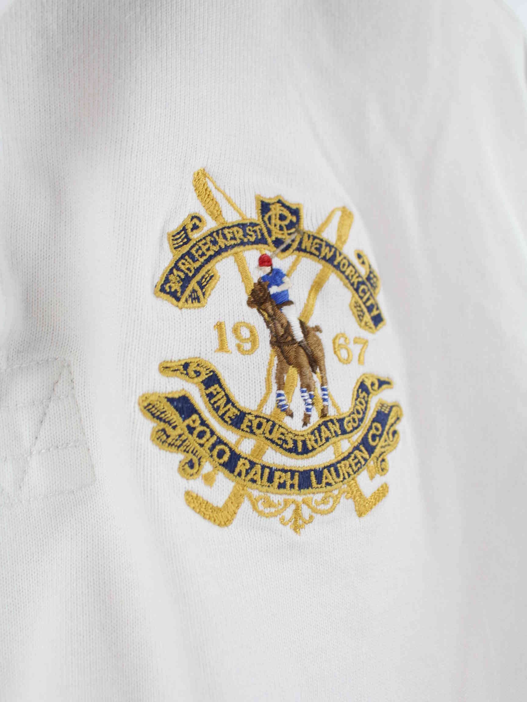 Ralph Lauren 90s Vintage Embroidered Langarm Polo Weiß XL (detail image 3)