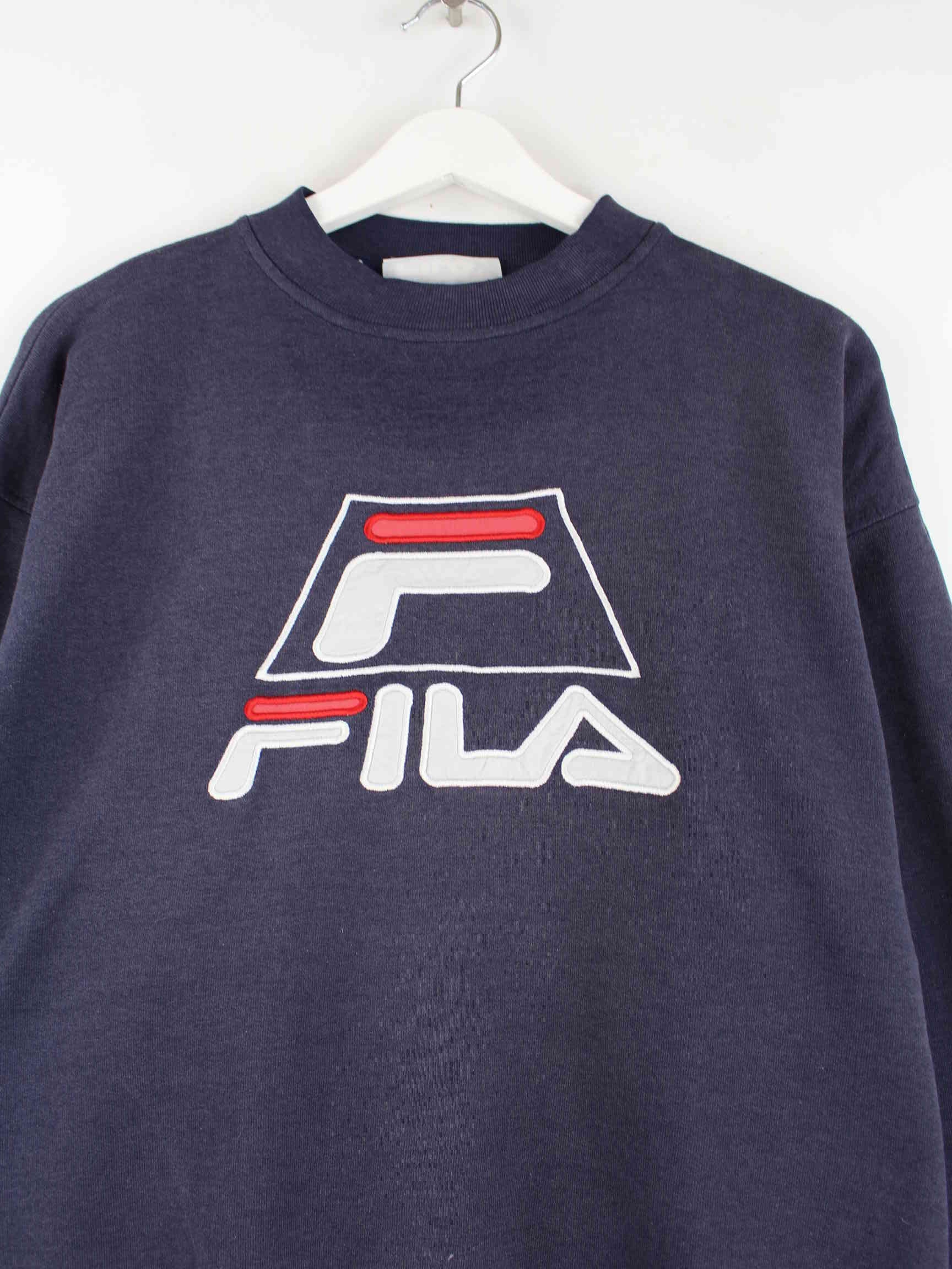 Fila 90s Vintage Embroidered Sweater Blau L (detail image 1)