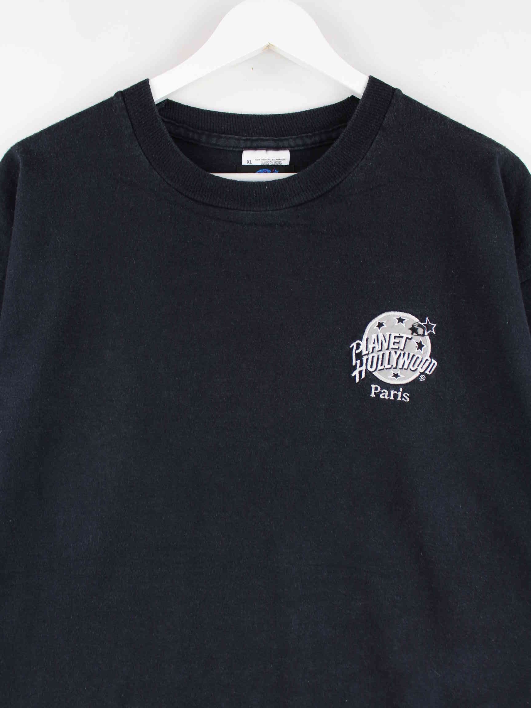 Vintage 00s Planet Hollywood Embroidered T-Shirt Schwarz XL (detail image 1)