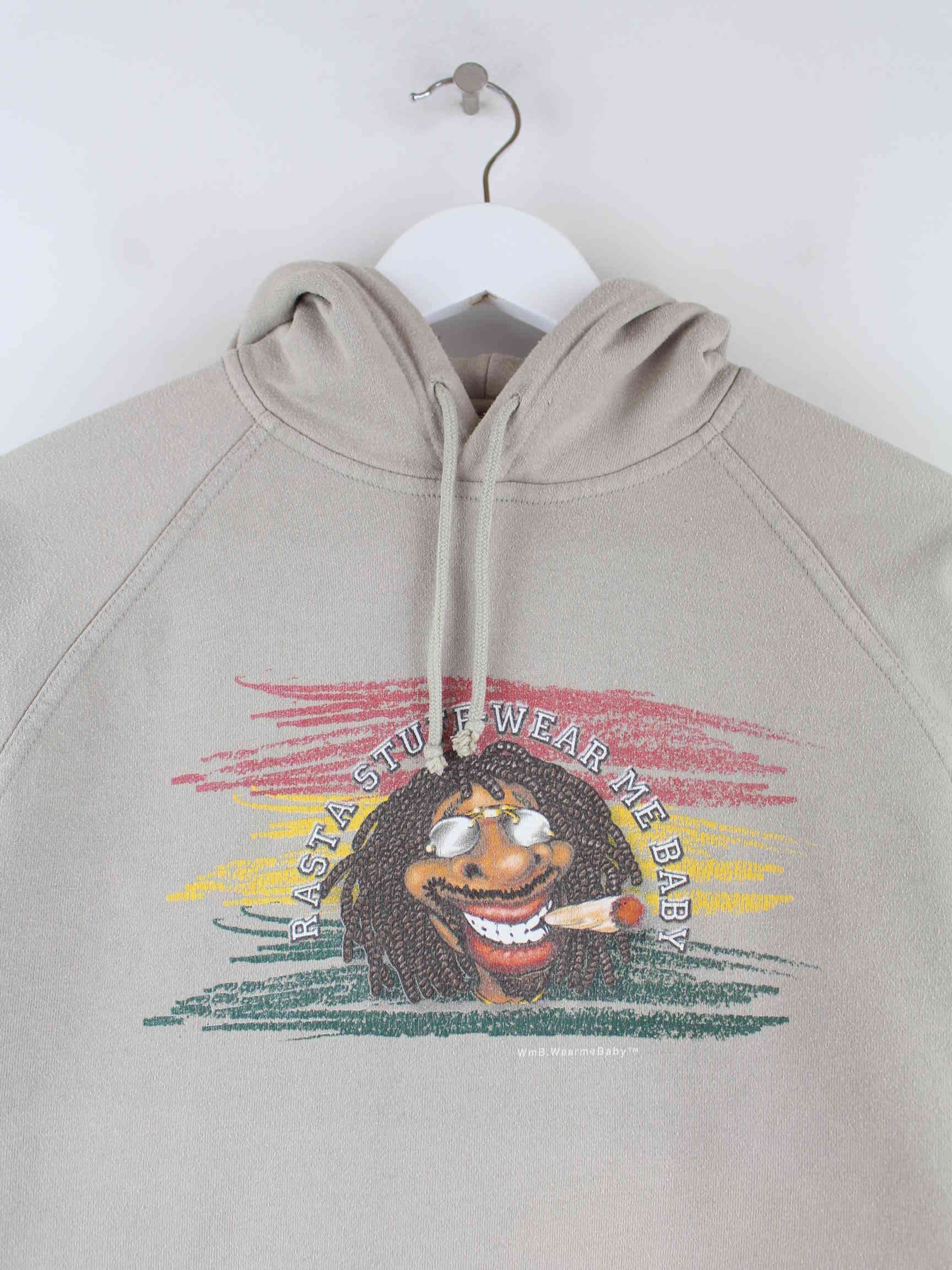 Vintage 90s Rasta Print Hoodie Grau M (detail image 1)