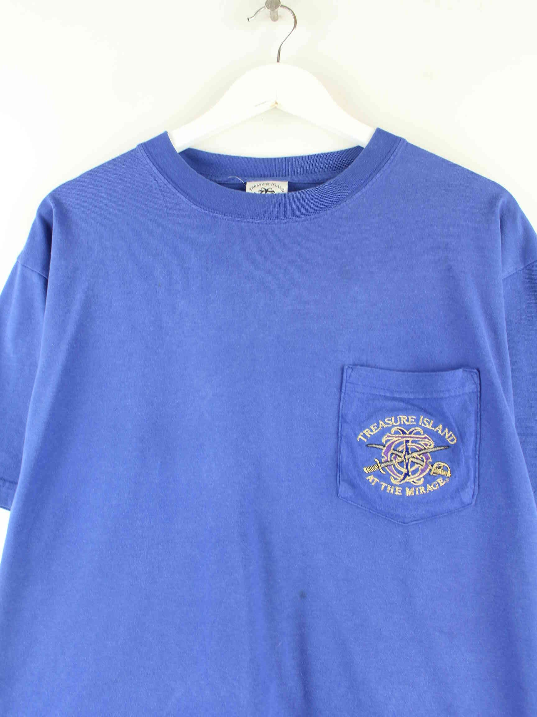 Vintage 90s Treasure Island Embroidered T-Shirt Blau M (detail image 1)